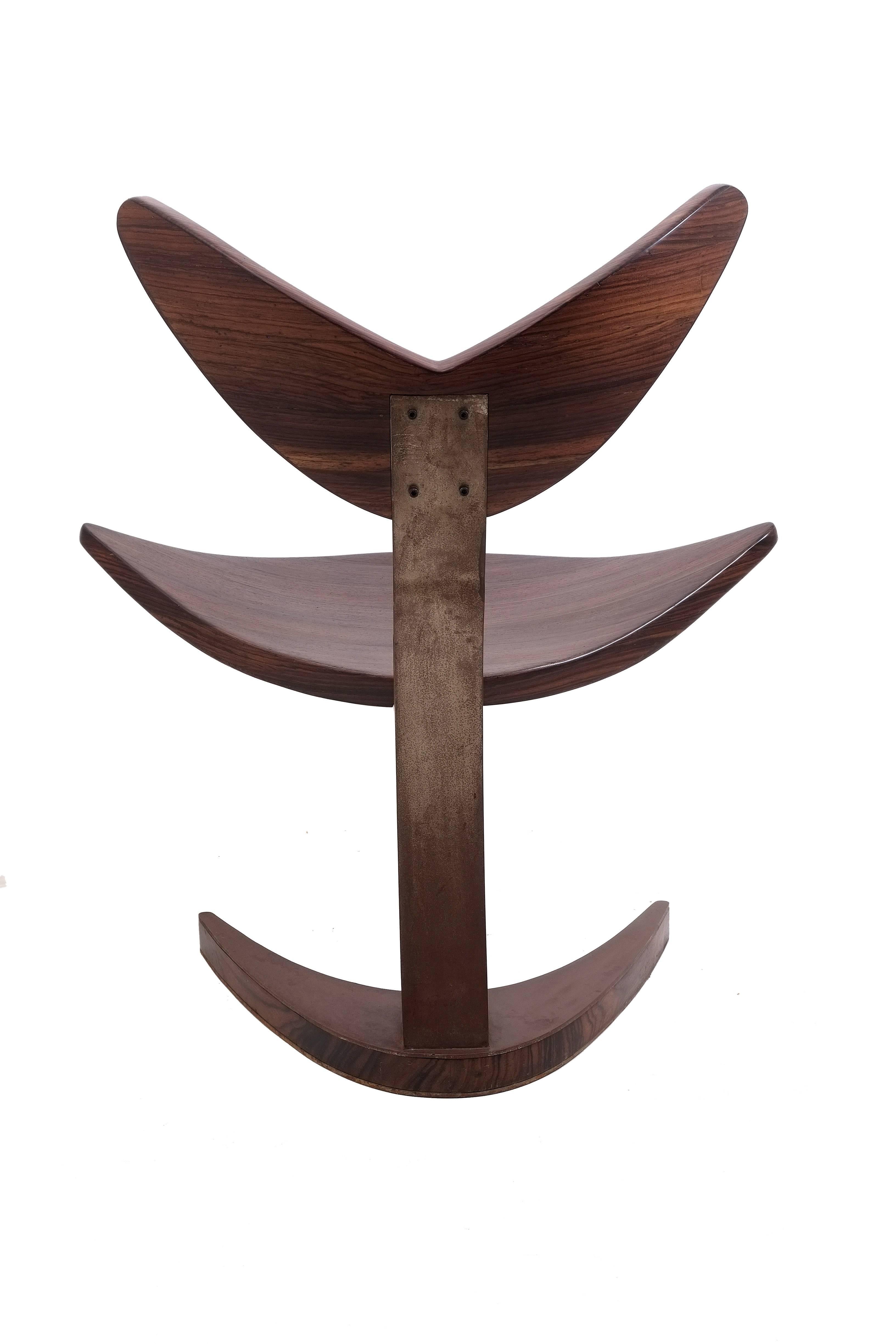 Balinese Whale Chair Made of Rosewood with Rusty Metal Effect, Saturday Sale For Sale