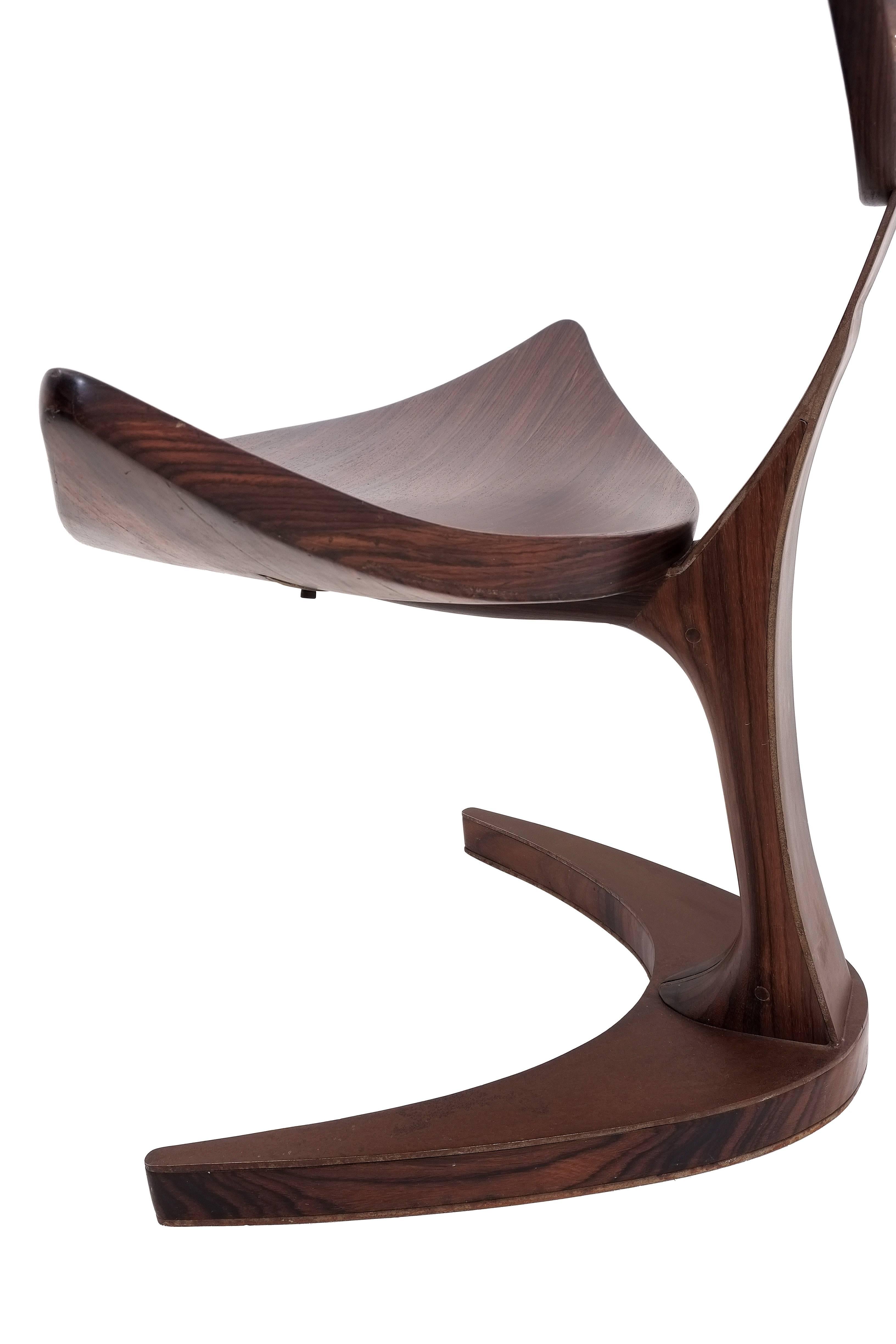 Contemporary Whale Chair Made of Rosewood with Rusty Metal Effect, Saturday Sale For Sale