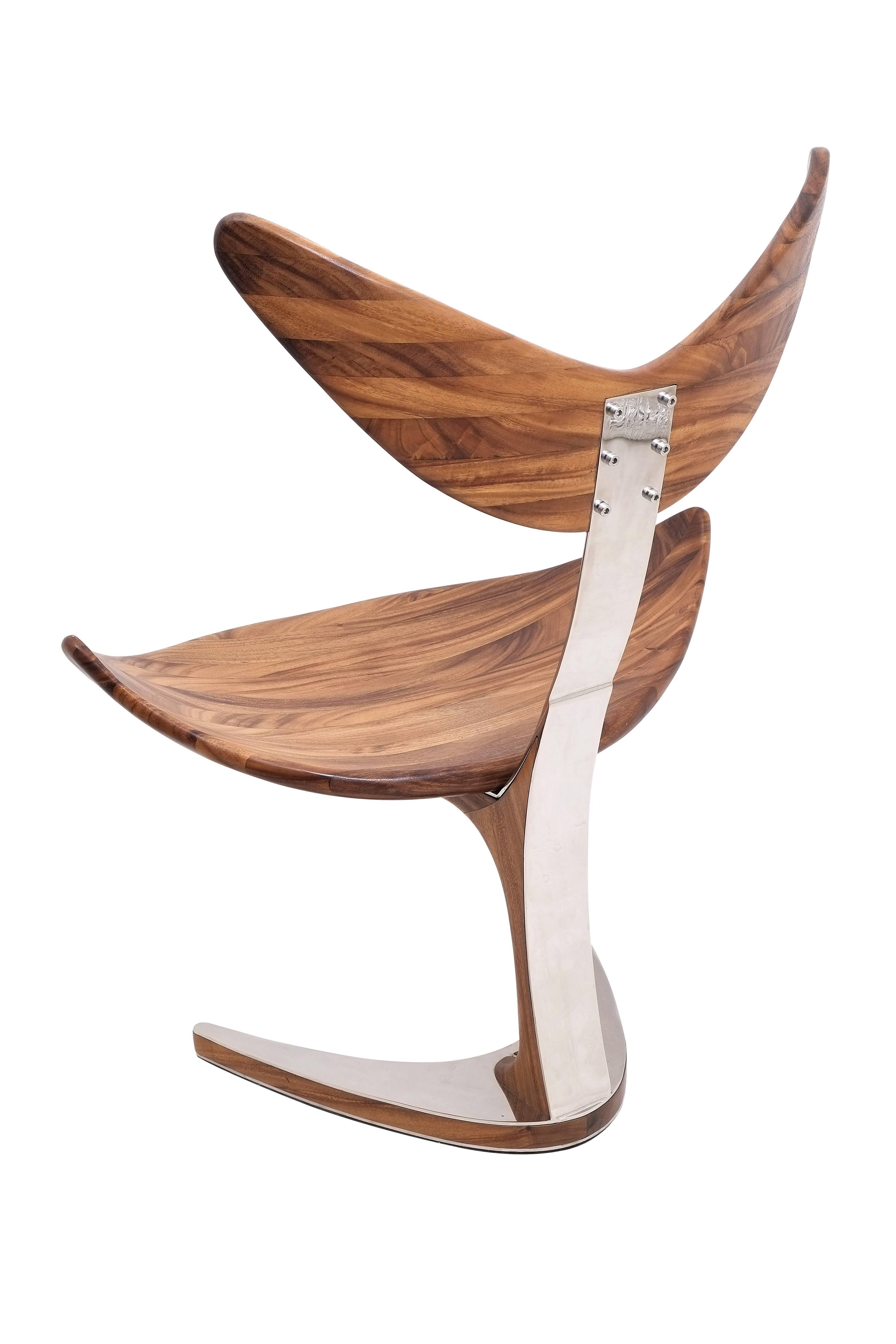 Balinese Whale Chair from Suar Wood with Mirror Polished Stainless Steel, Saturday Sale For Sale