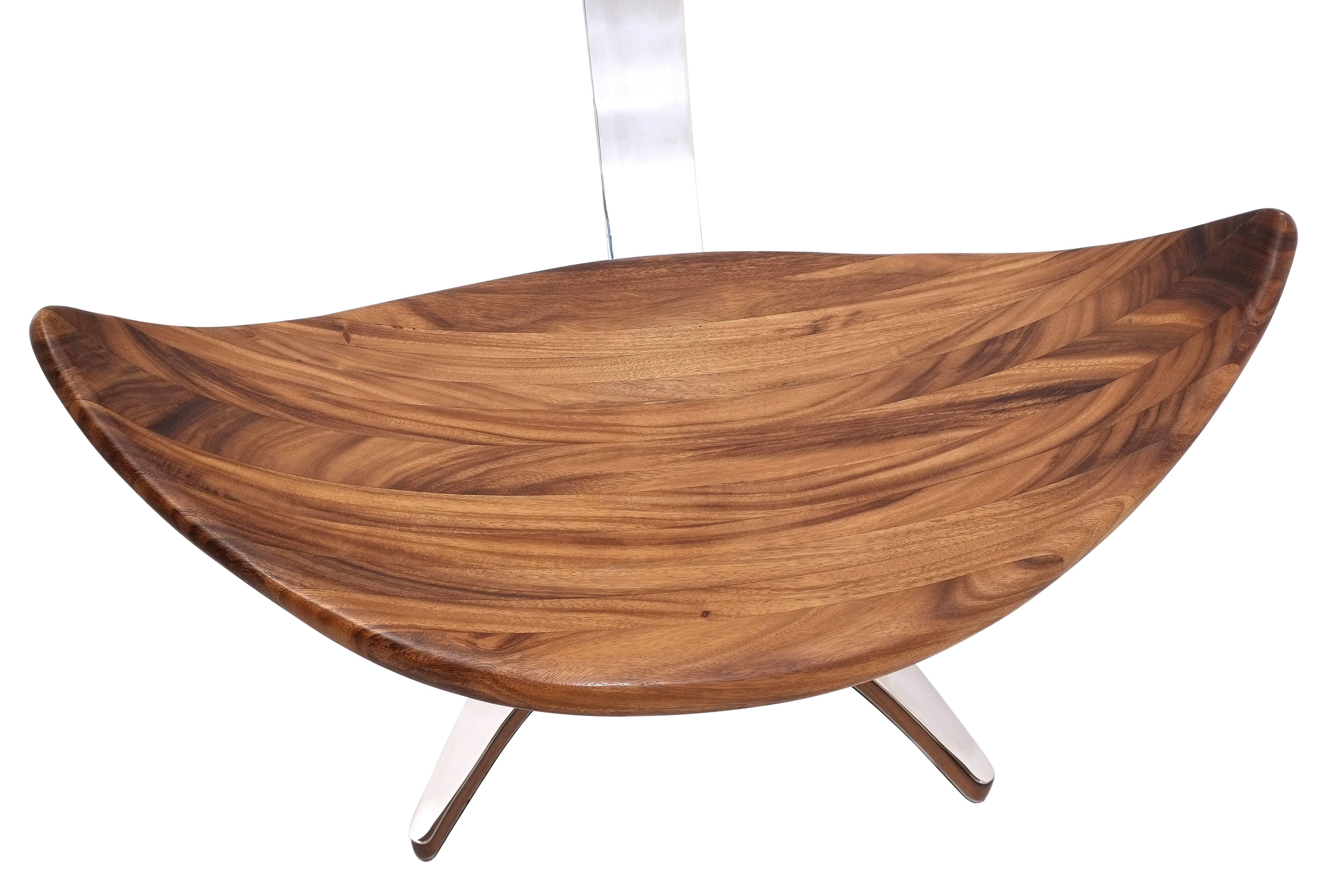 Hand-Crafted Whale Chair from Suar Wood with Mirror Polished Stainless Steel, Saturday Sale For Sale