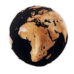 Volcanic sand wooden globe with beautiful wood grains pattern, 25 cm