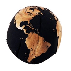 Volcanic sand wooden globe with beautiful wood grains pattern, 25 cm