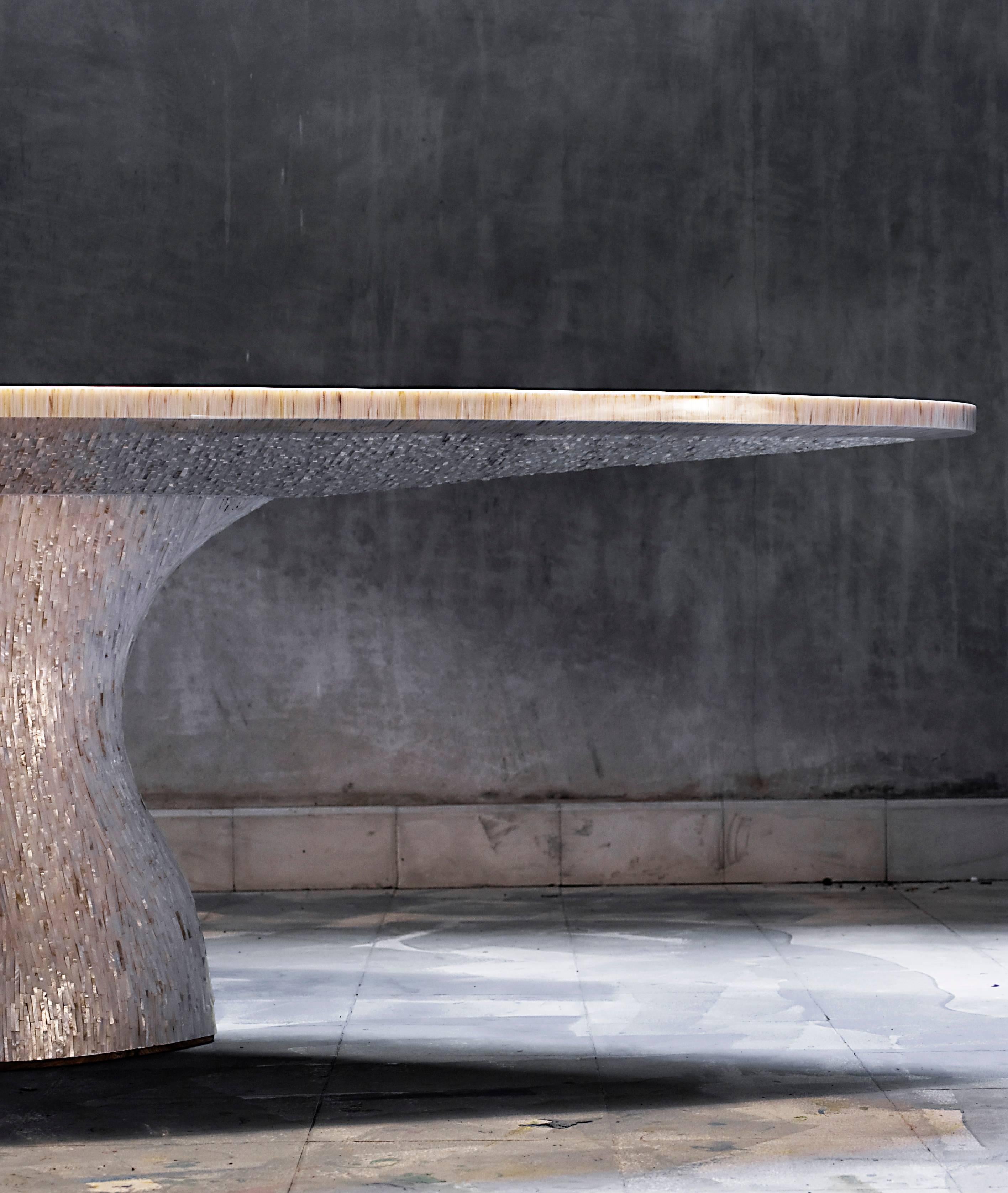 Organic Modern Helena Dining Table, Mother-of-pearl Marquetry, Designed by Etienne De Souza