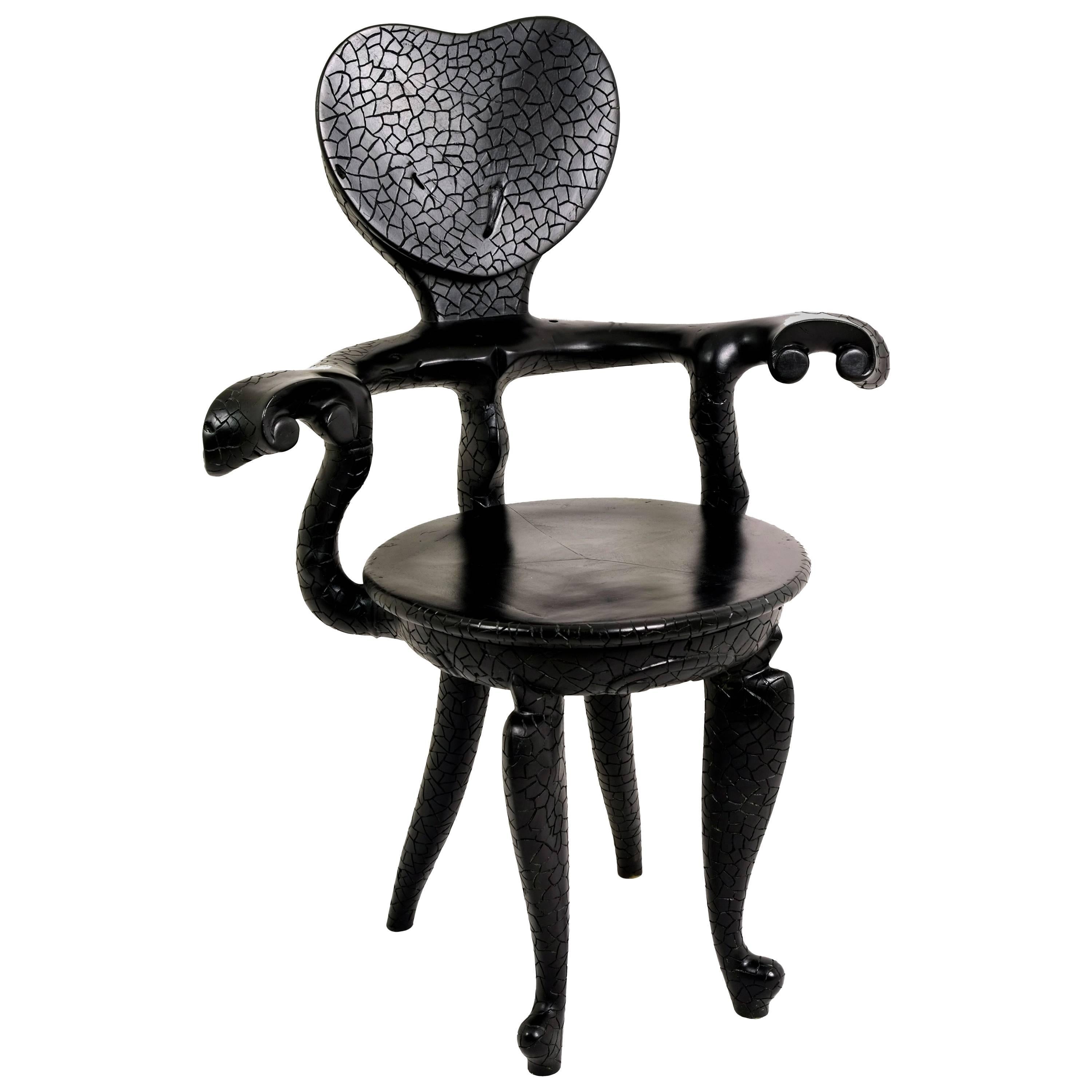 Casa Calvet Gaudi Armchair from Burnt Lychee Wood with Texture, Saturday Sale For Sale