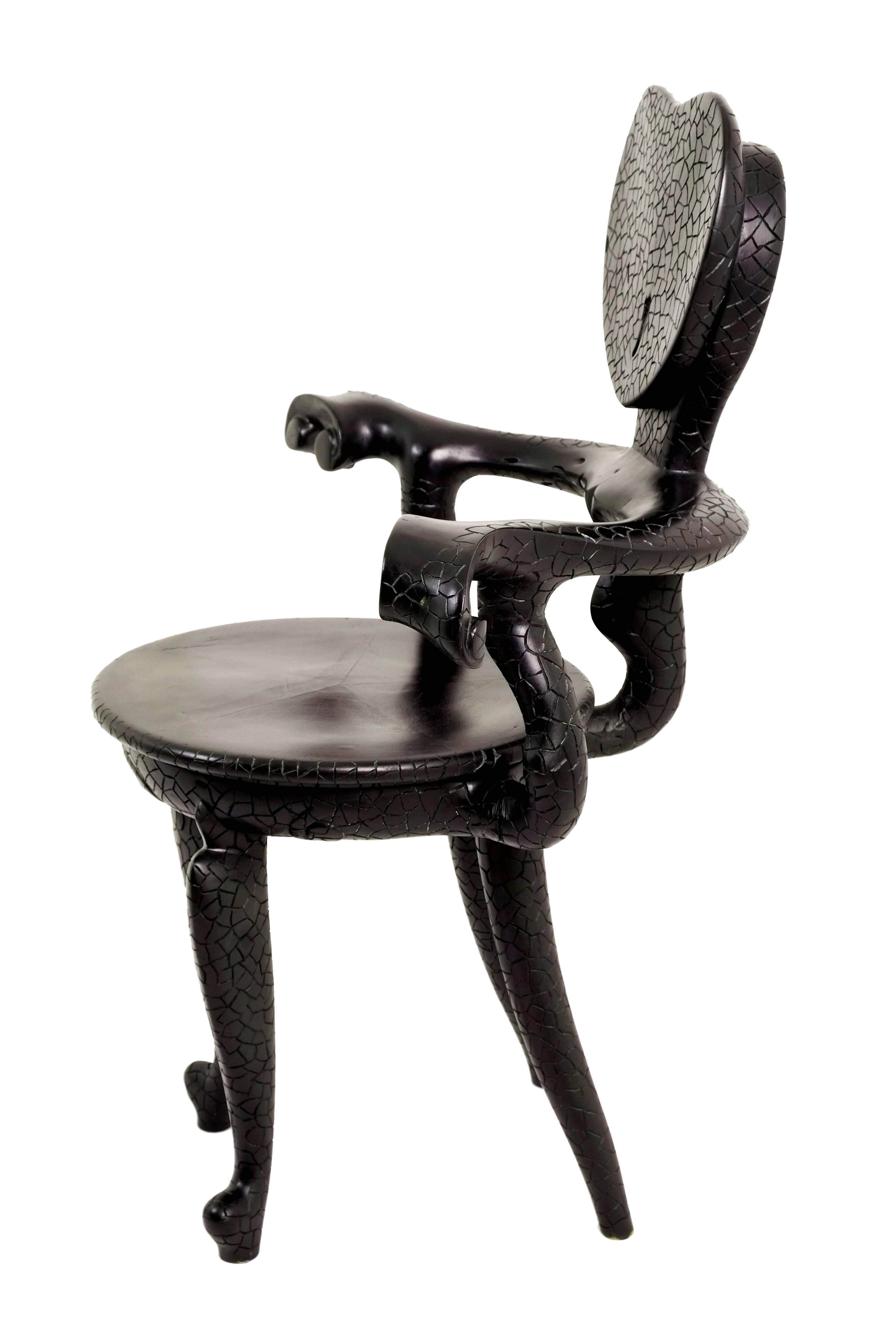 Balinese Casa Calvet Gaudi Armchair from Burnt Lychee Wood with Texture, Saturday Sale For Sale