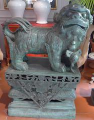 Pair of Impressive Bronze Buddhist Lions or Fo-Dogs, Early 20th Century