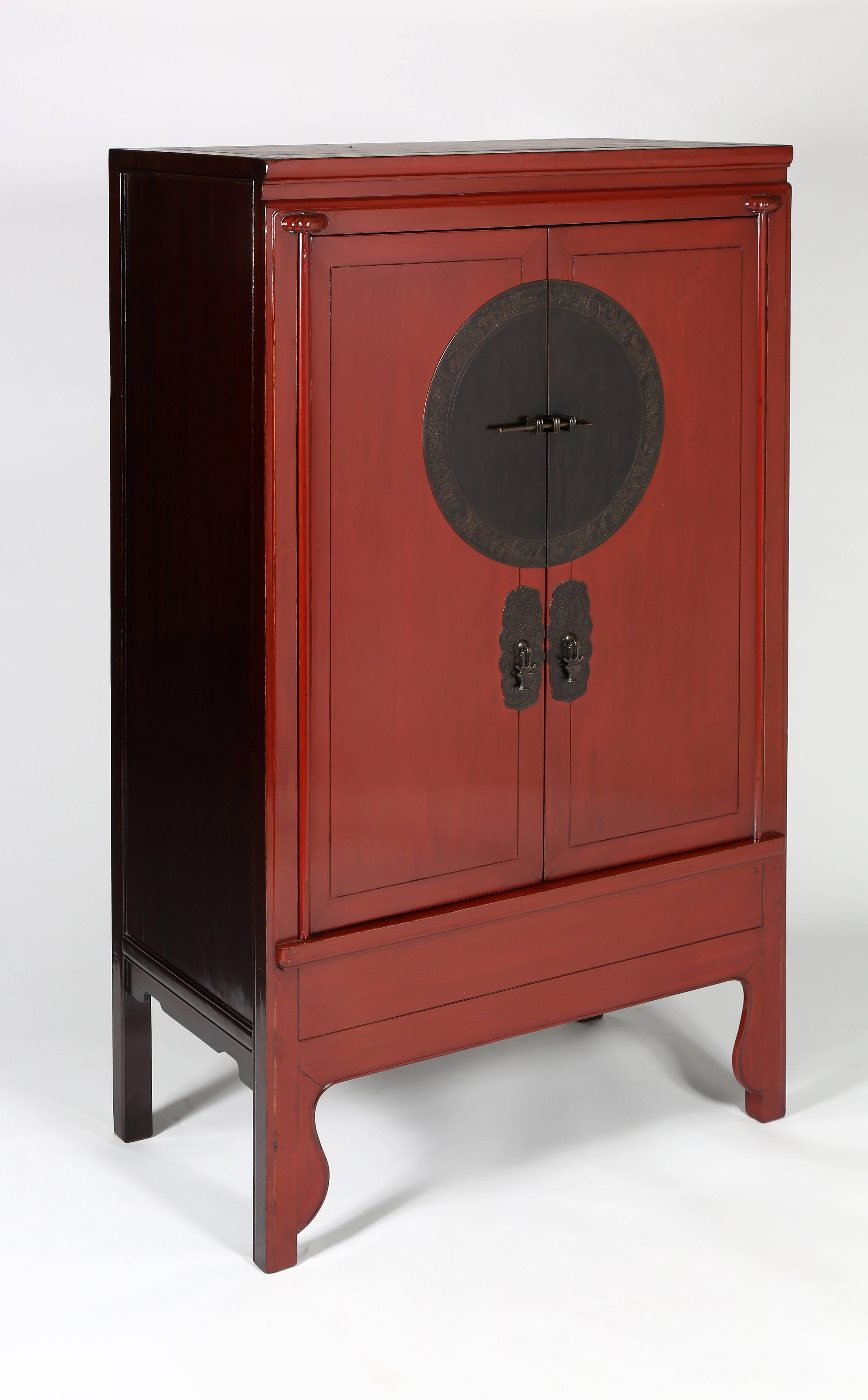 red lacquer chinese cabinet