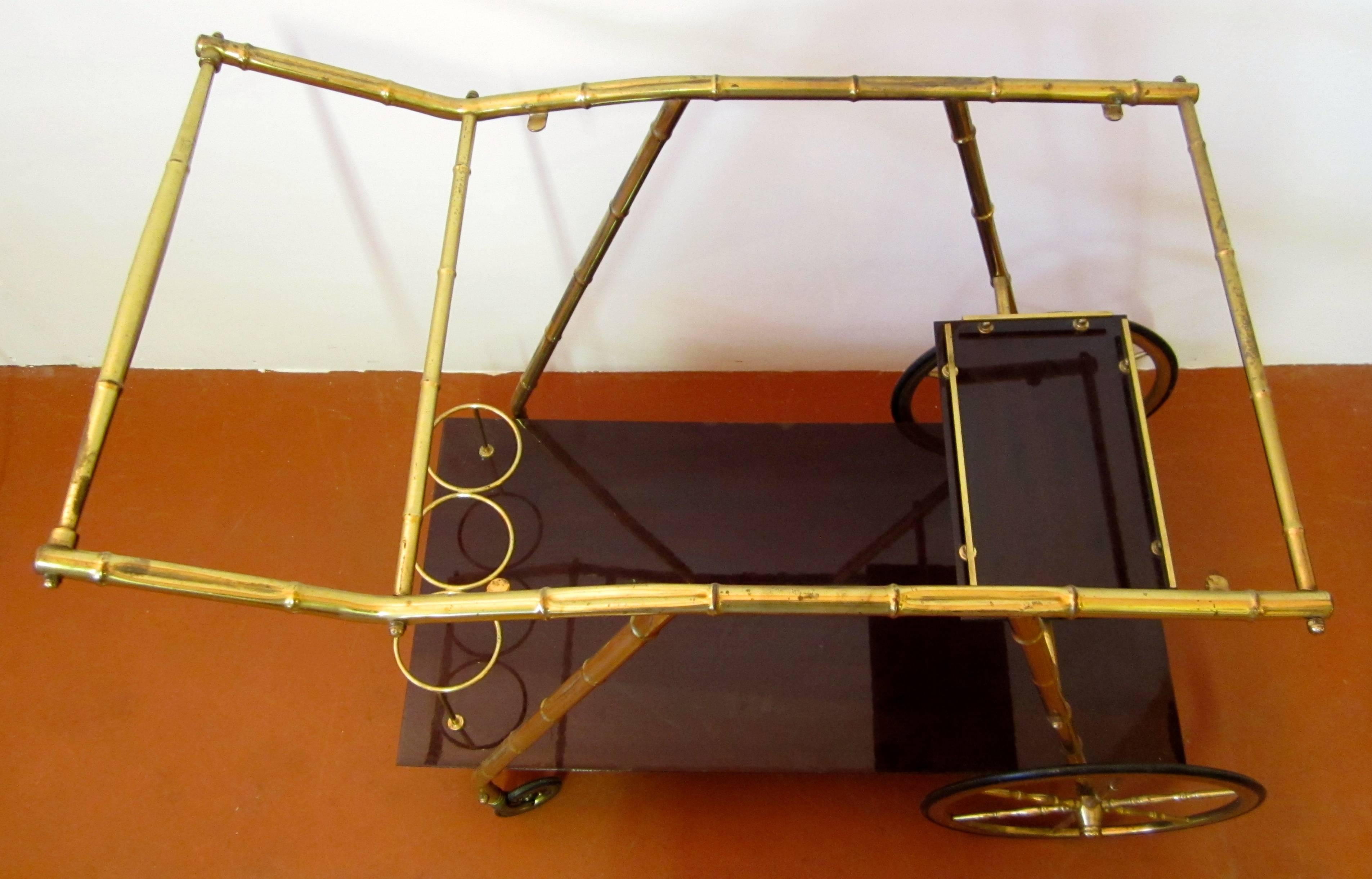 20th Century Faux Bamboo Bar Cart