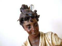 Early 20th Century Orientalist Painted Plaster Bust of a Lady