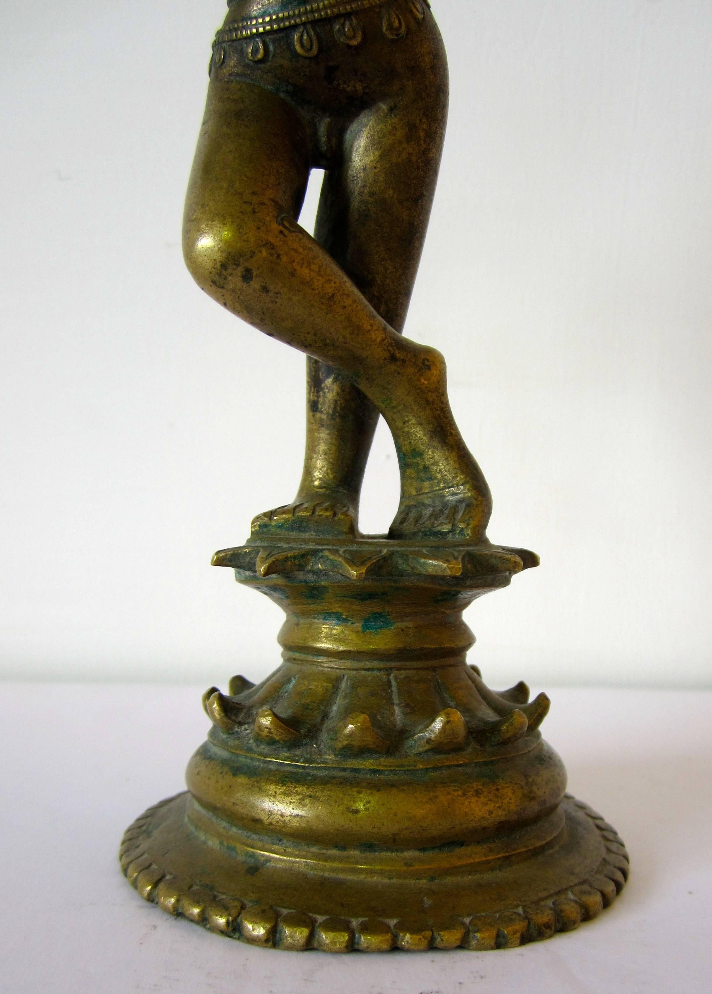 Cast Indian Bronze Figure of Krishna Venugopala For Sale