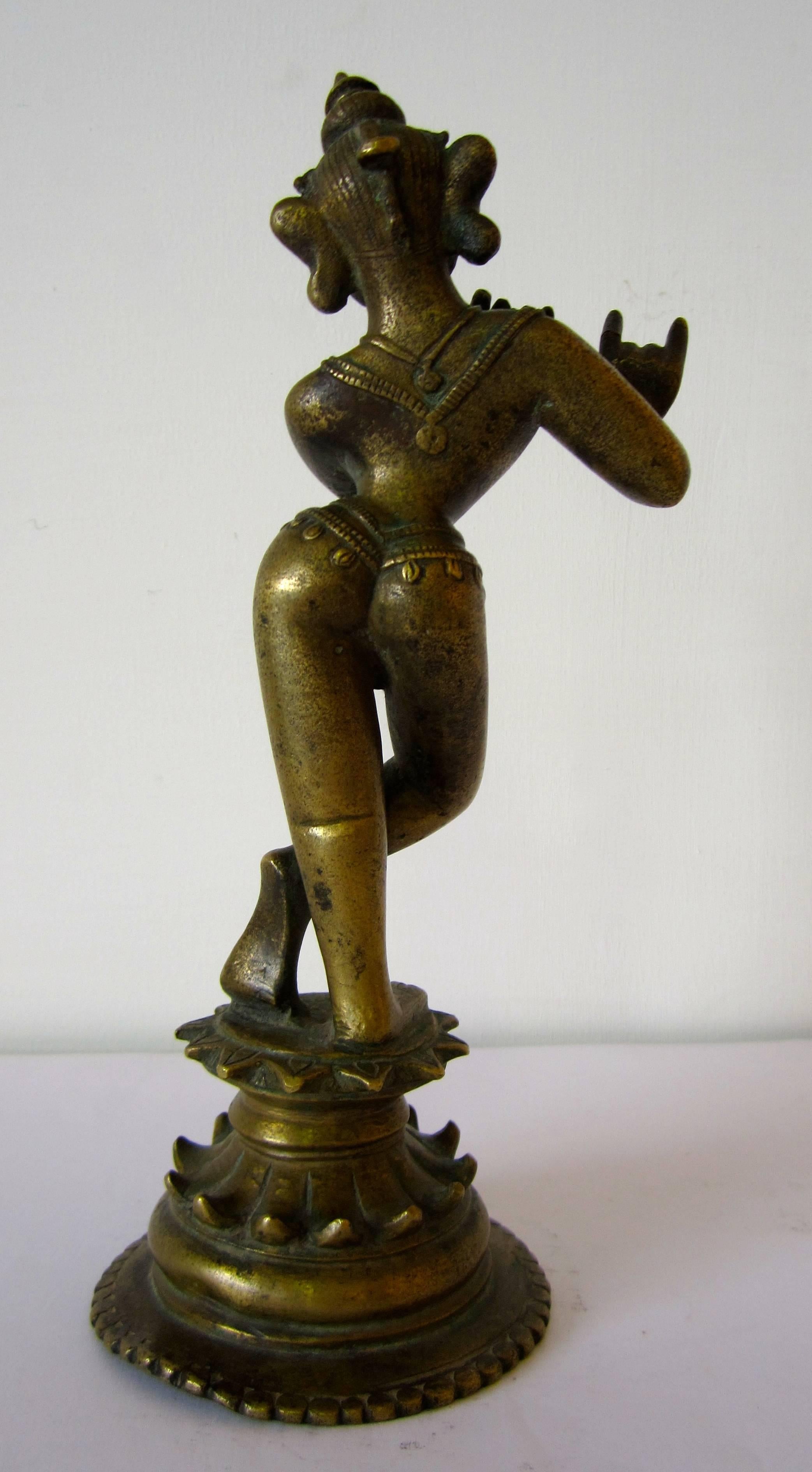 18th Century and Earlier Indian Bronze Figure of Krishna Venugopala For Sale