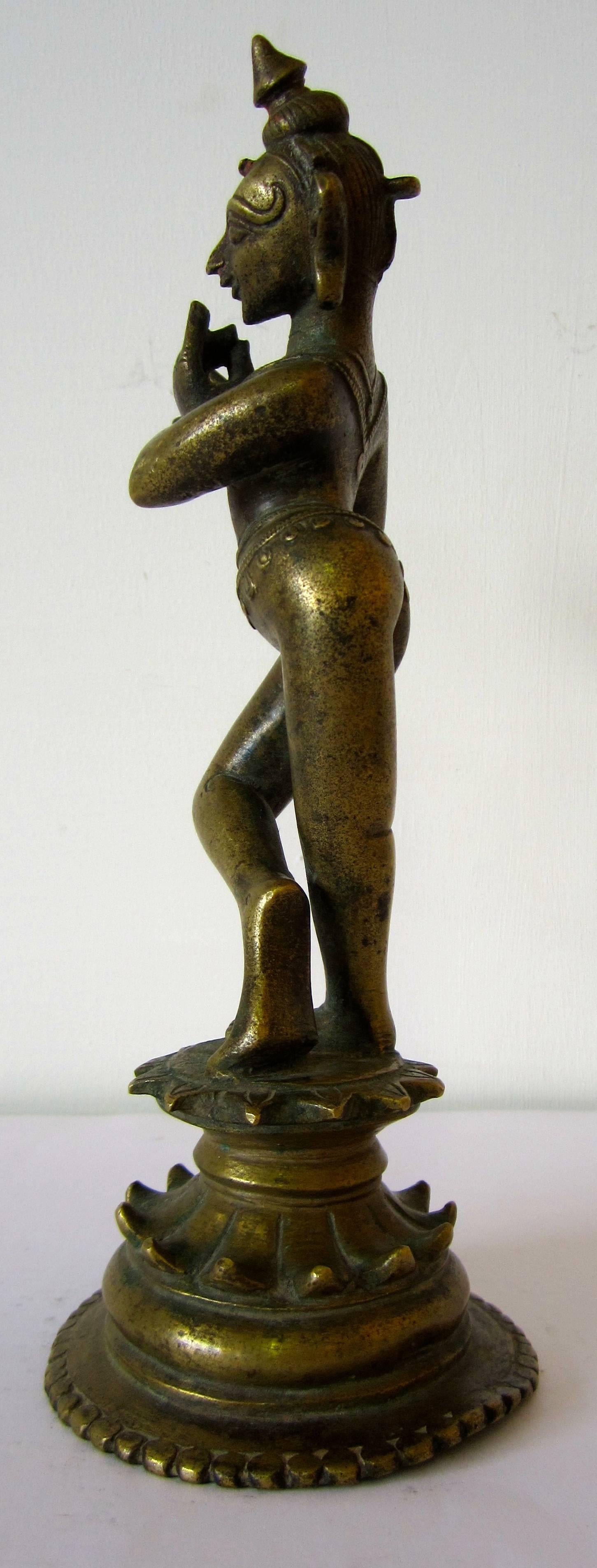 Indian Bronze Figure of Krishna Venugopala For Sale 1