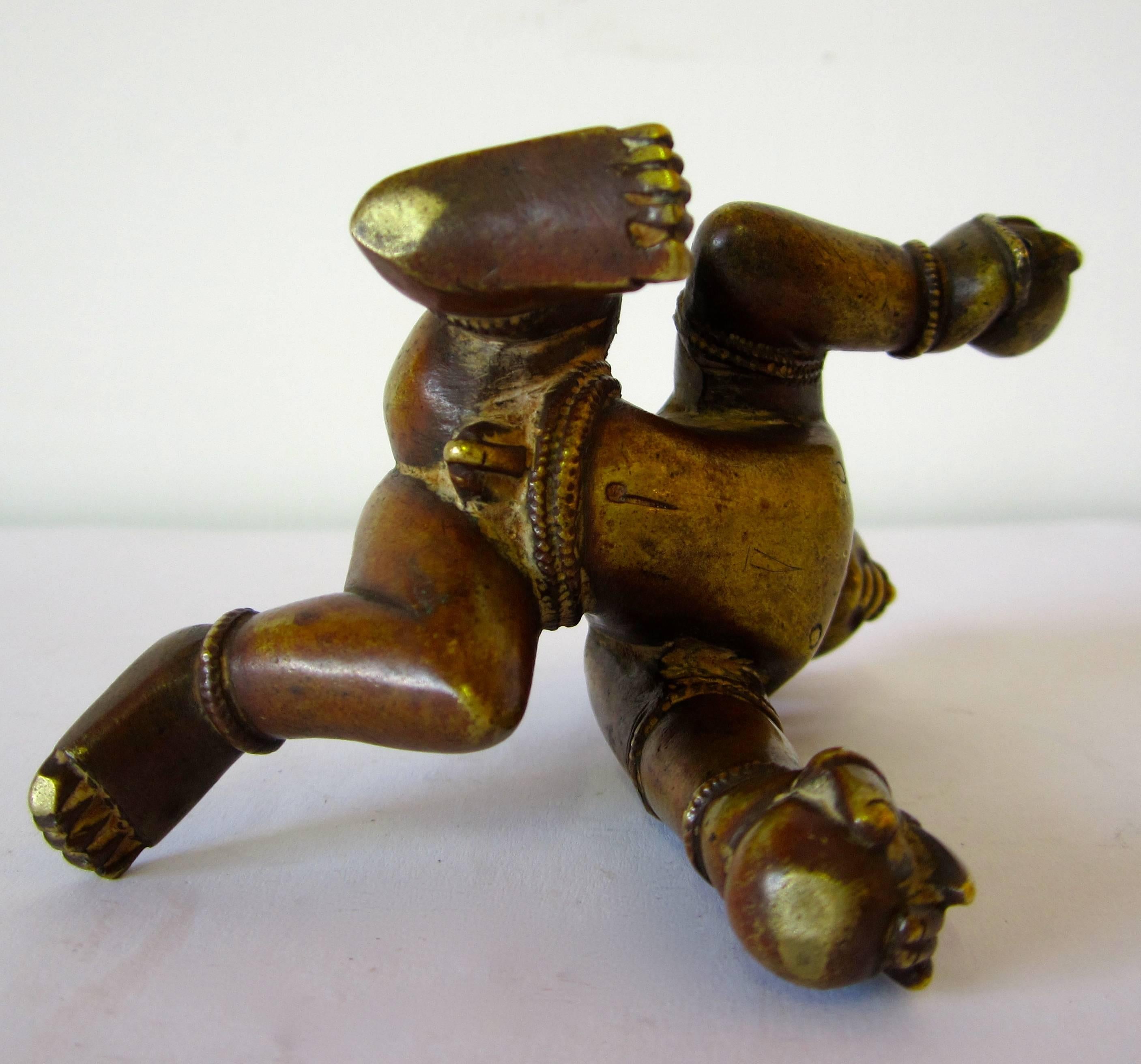 Indian Bronze Figure of Baby Krishna For Sale 1