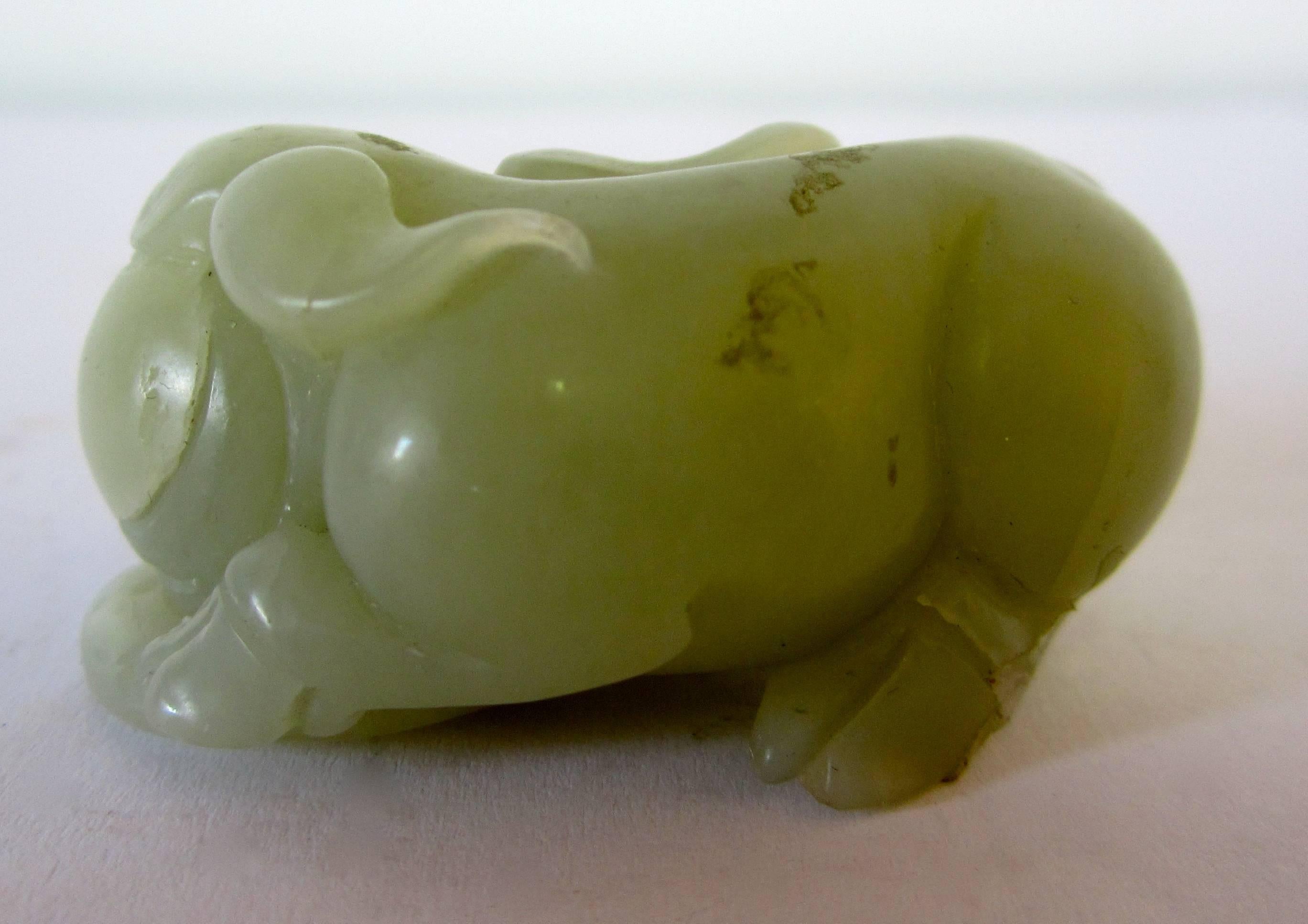 Chinese Green Jade Figure of a Pig For Sale