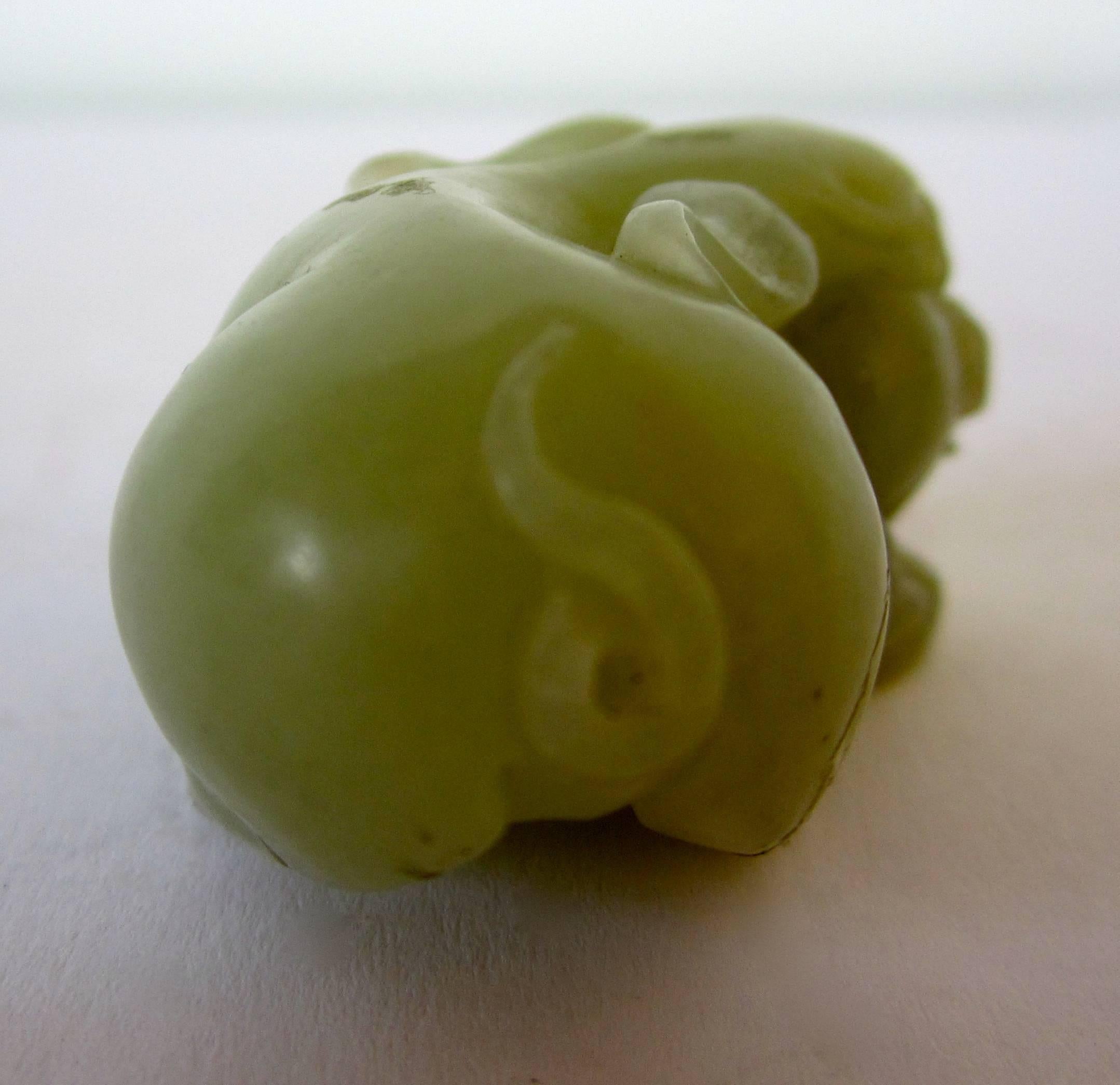 Carved Green Jade Figure of a Pig For Sale