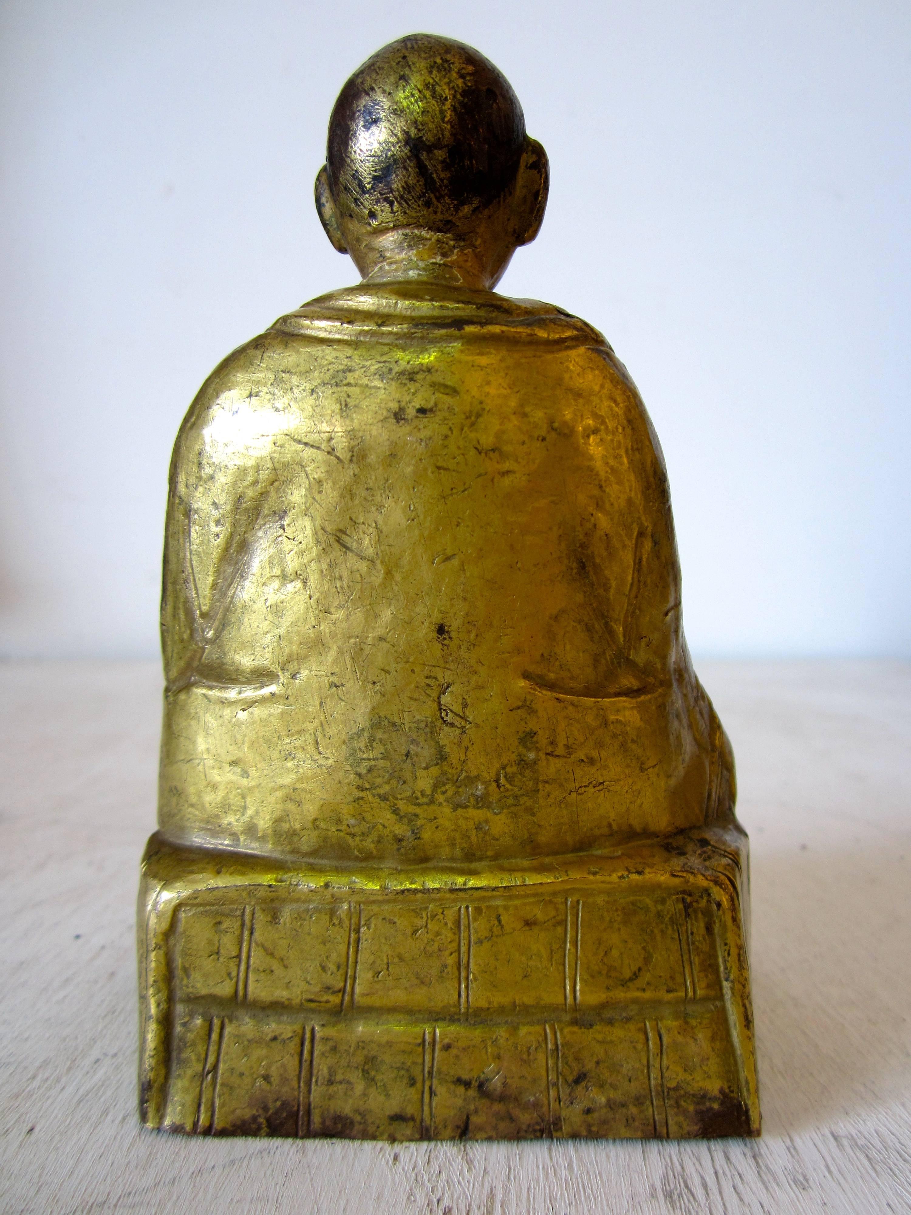 Tibetan Gilt Copper Repousse Figure of an Arhat 2
