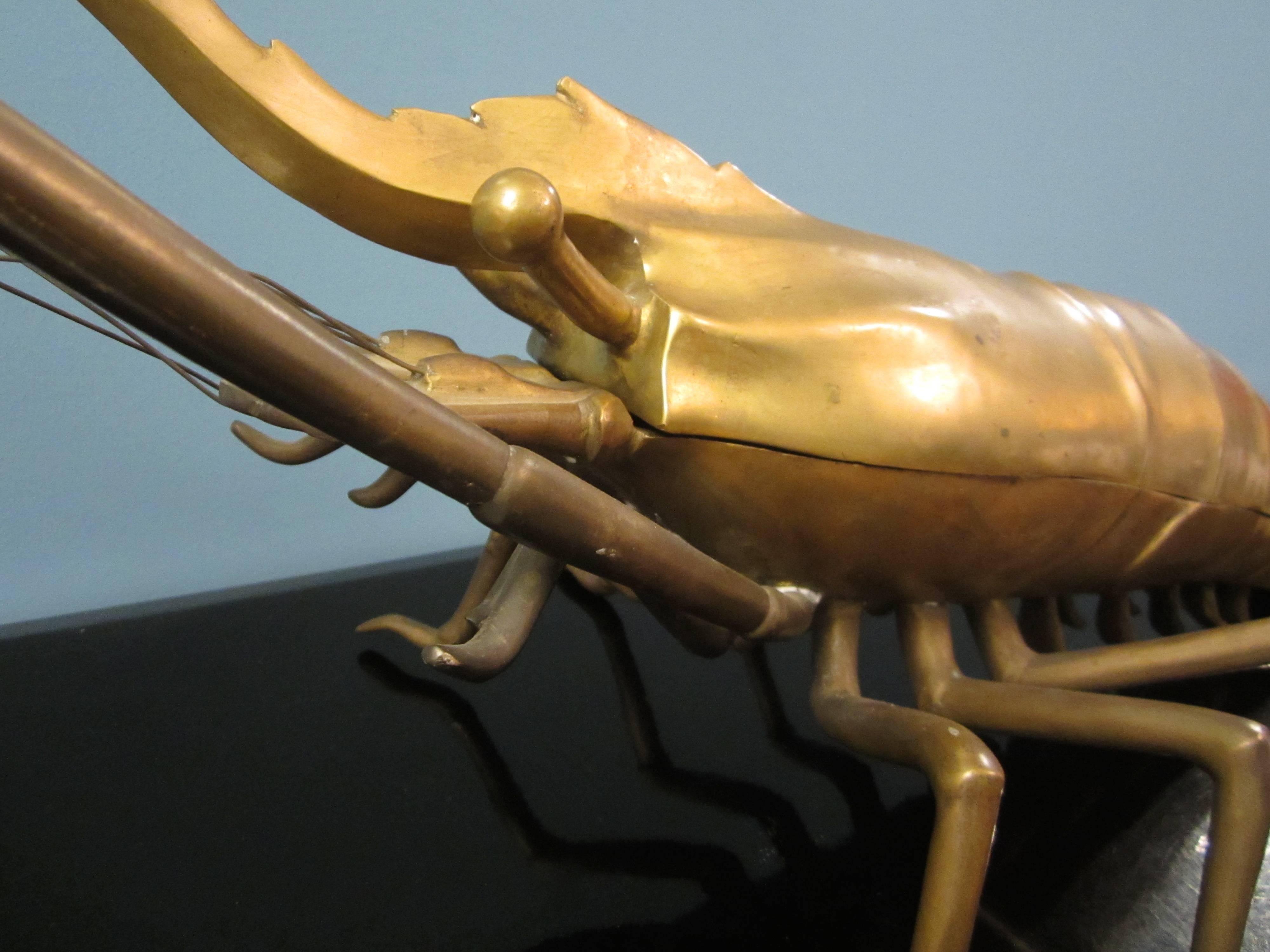 Gilt Large Unusual Bronze Lobster Box