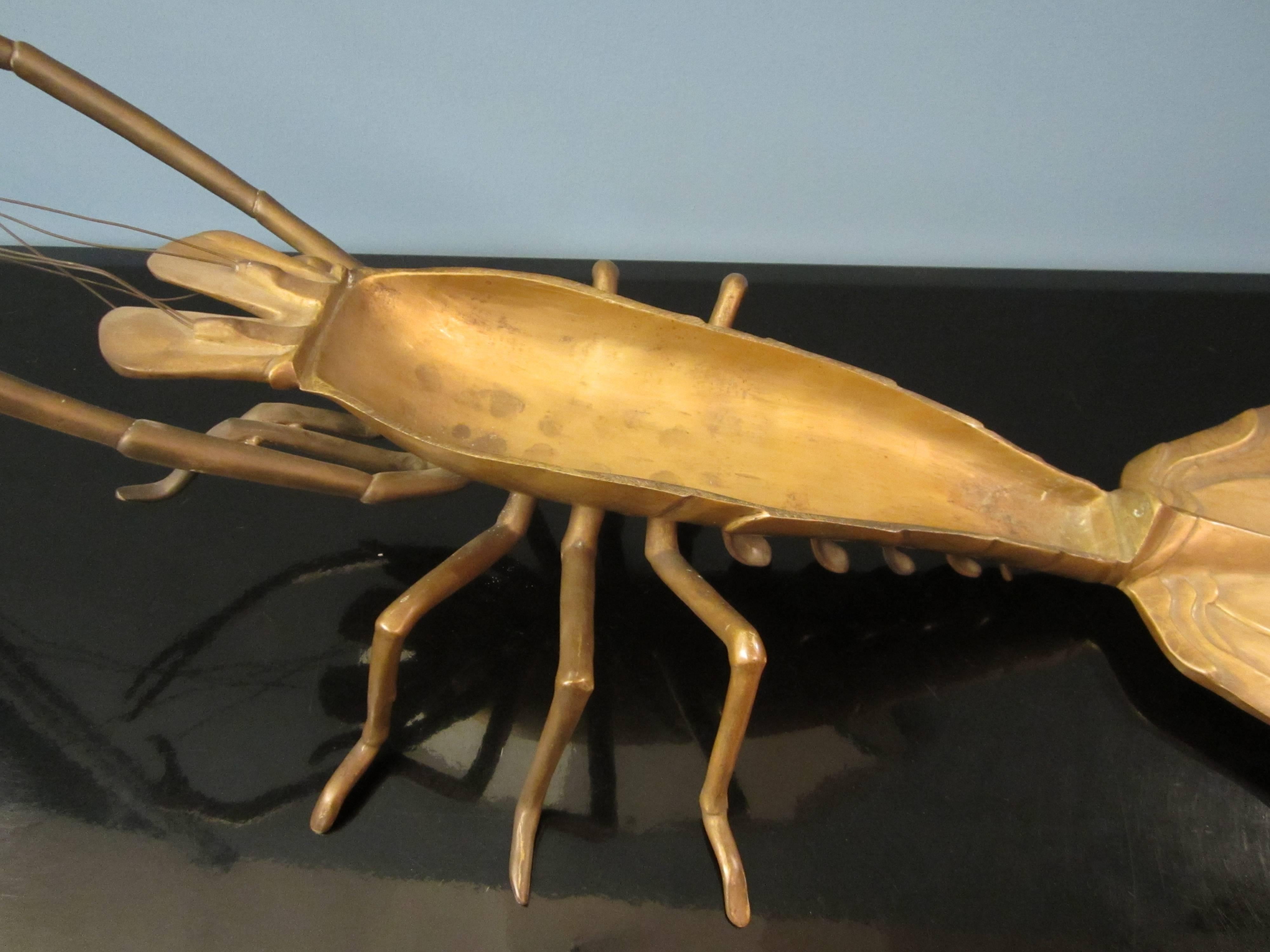 20th Century Large Unusual Bronze Lobster Box