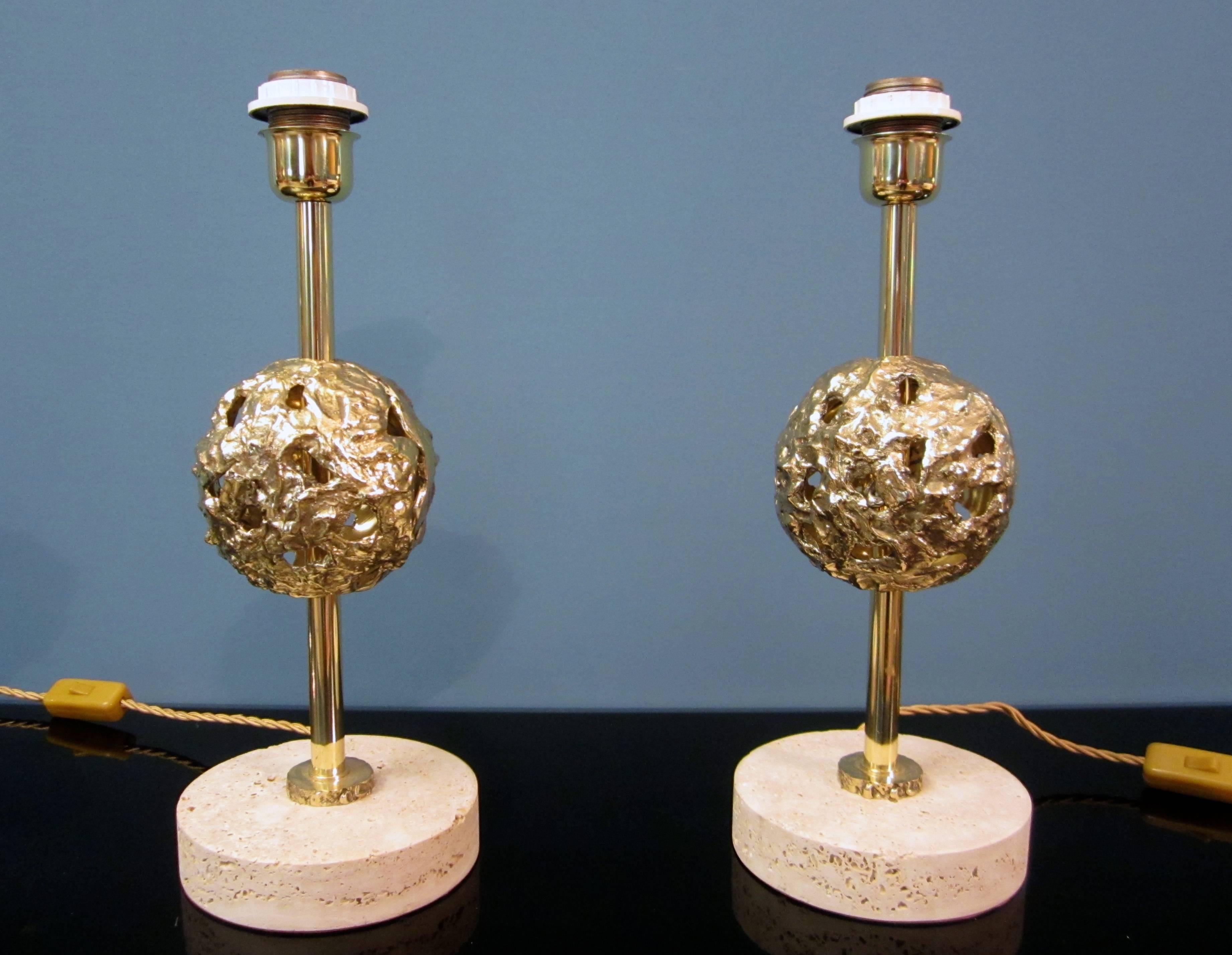Italian Sculptural Pair of Table Lamps by Angelo Brotto for Esperia For Sale