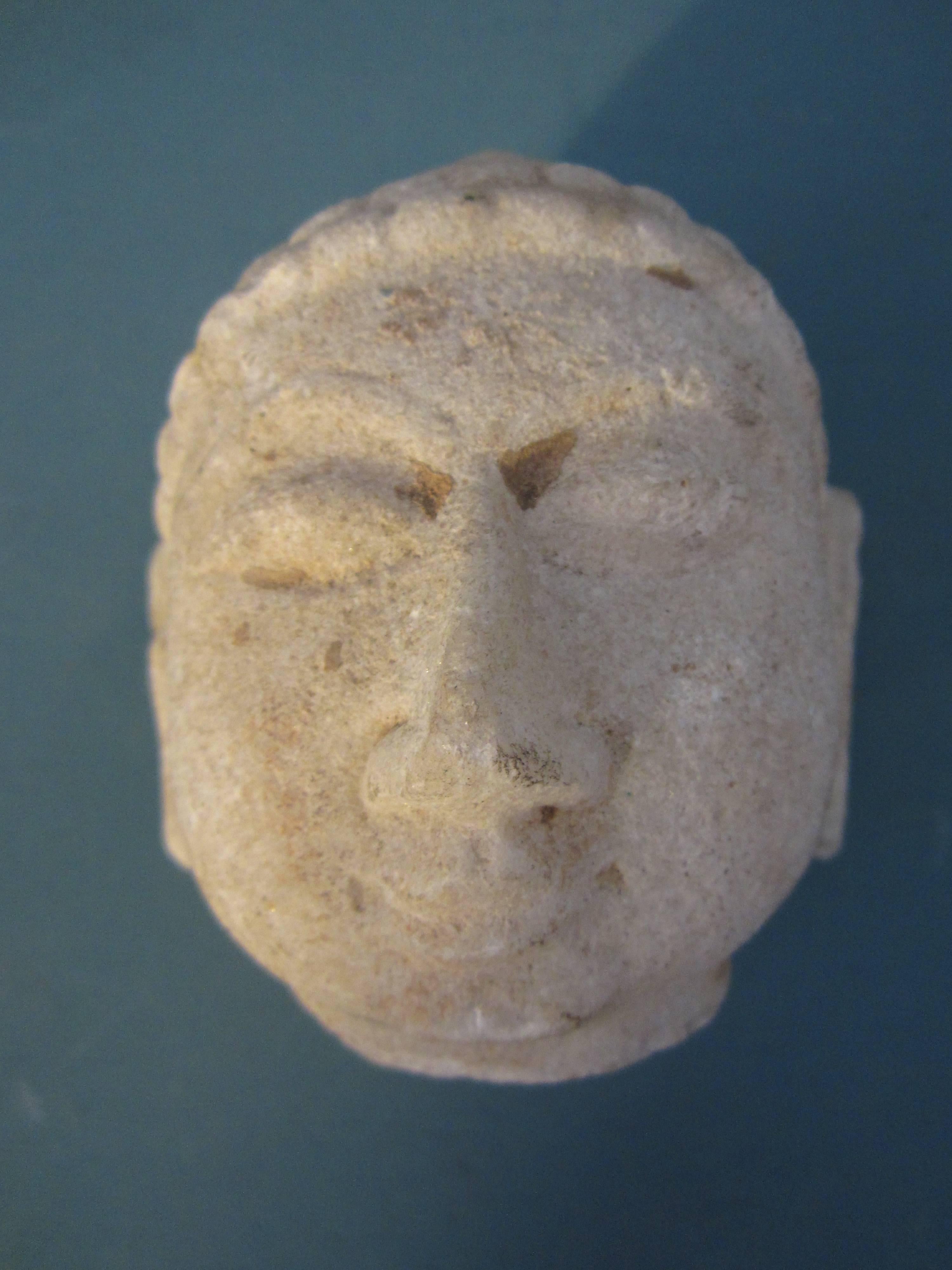 Indian Marble Head of a Jina For Sale