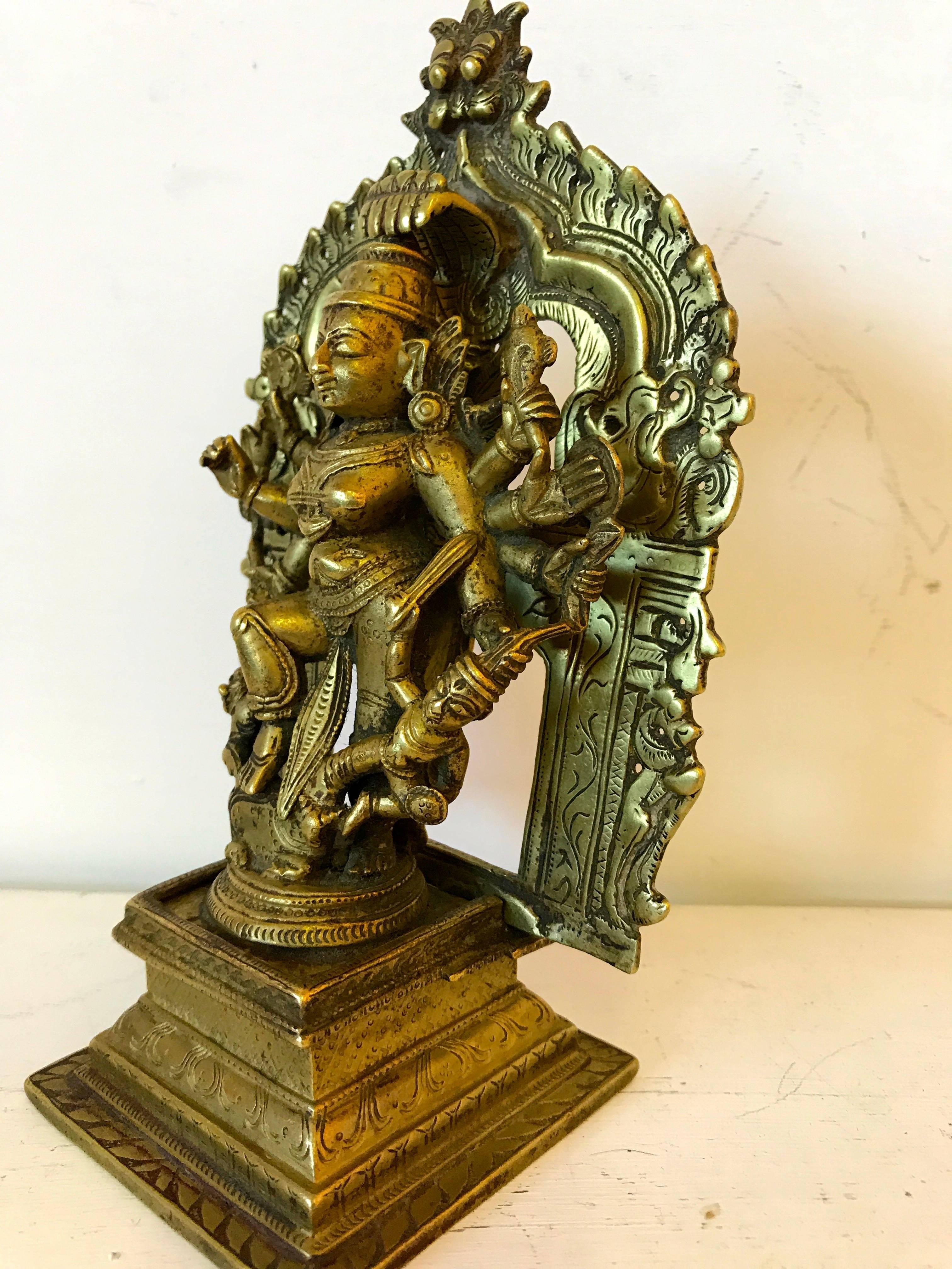 Bronze Figure of Mahishasuramardini In Good Condition For Sale In Fossano, IT