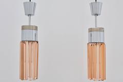 Vintage Pair of Peach Crystal Pendant Lamps, Model No. 1327 by Stilnovo, 1960s
