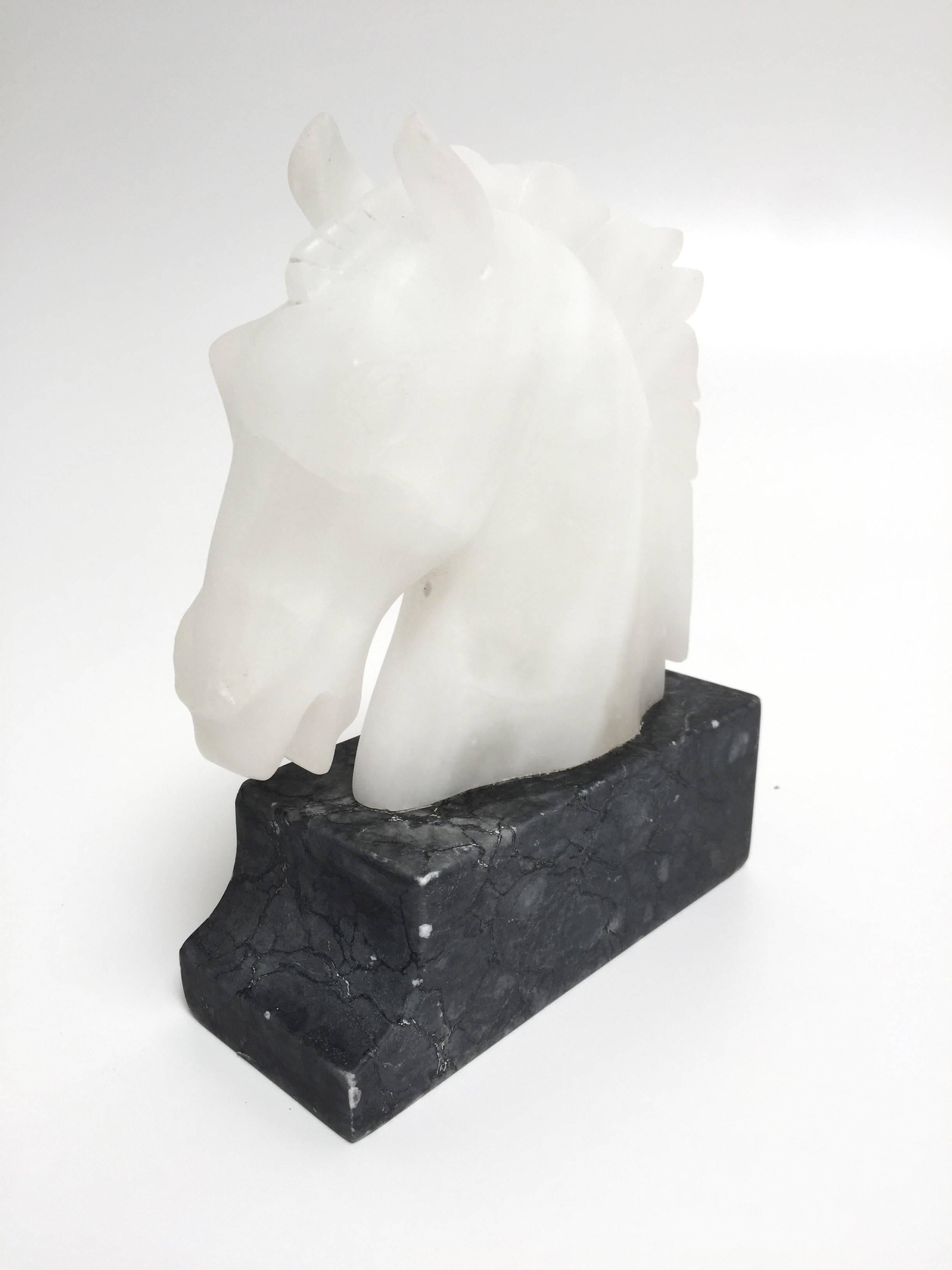 Pair of Vintage Alabaster Horse Head Bookends 2