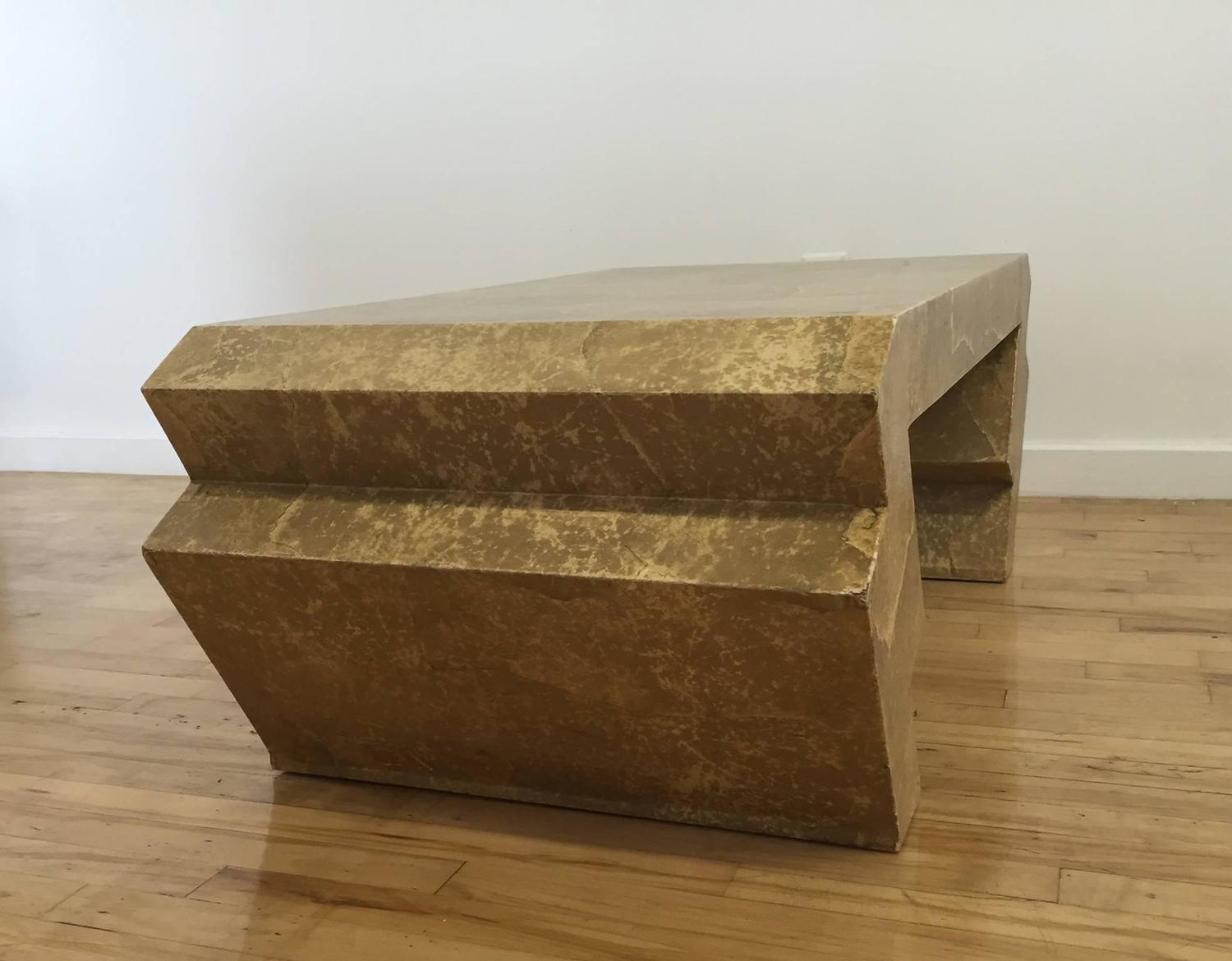 Goatskin Coffee Table with ZigZag Legs, Attributed to Karl Springer