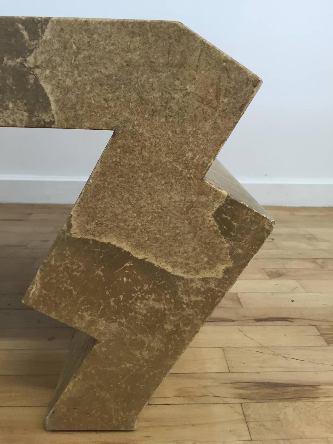 Goatskin Coffee Table with ZigZag Legs, Attributed to Karl Springer