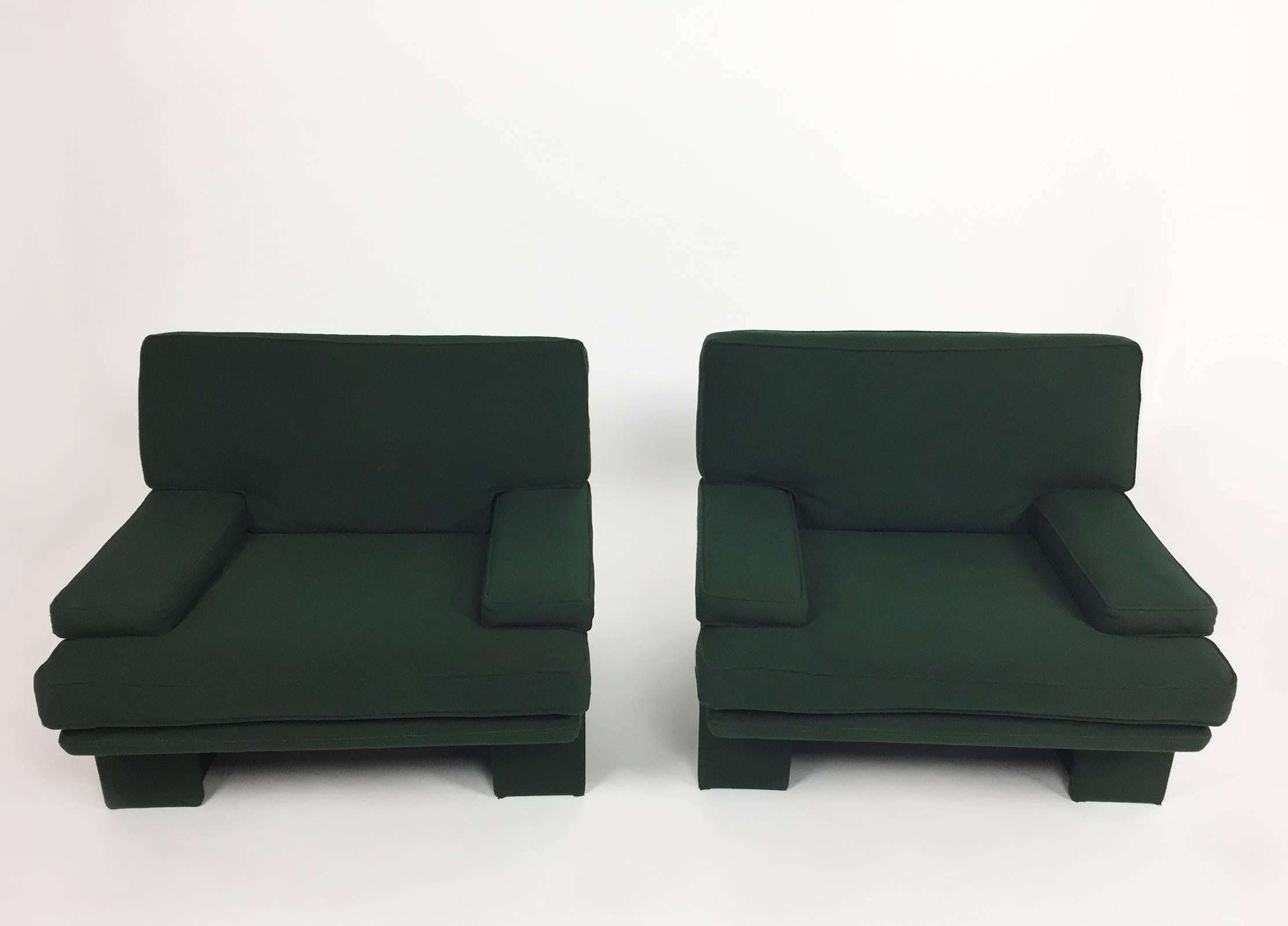 American Pair of Post-Modern Fully-Upholstered 