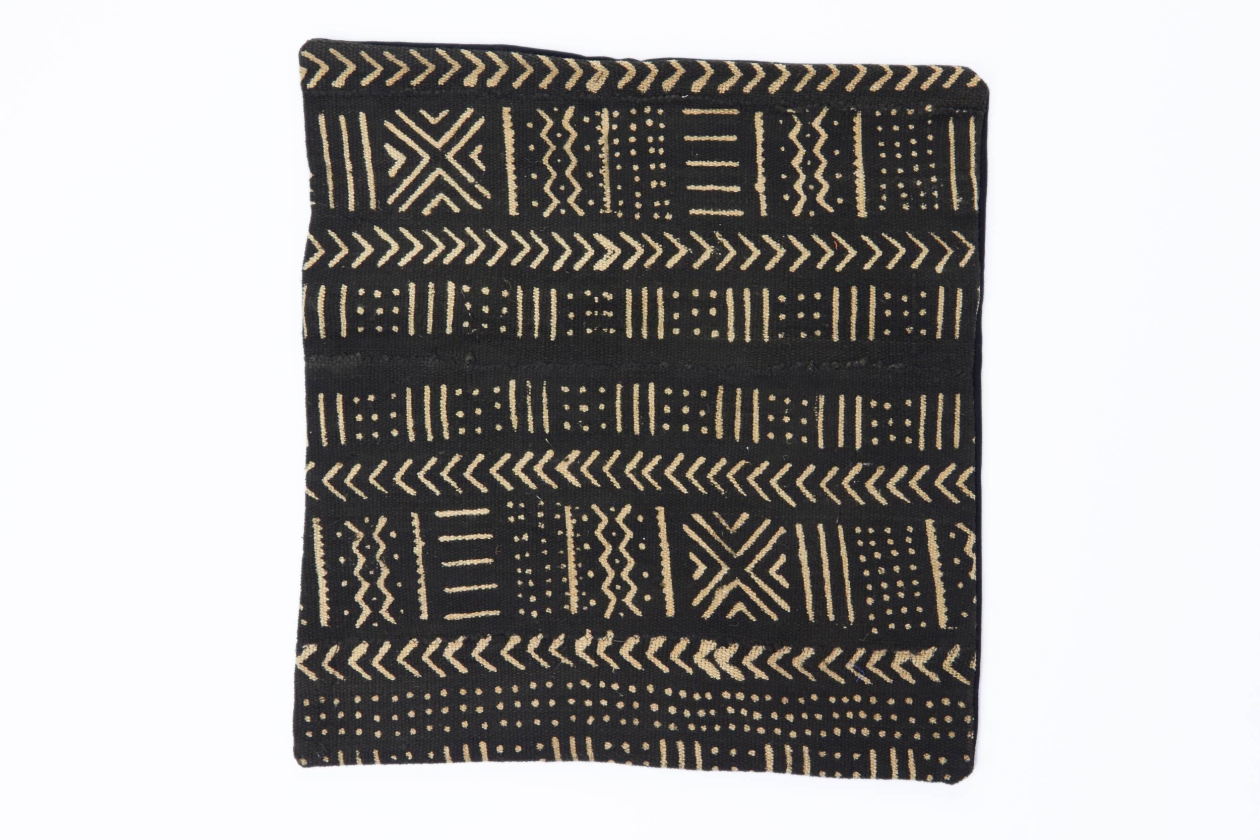 African Mudcloth Pillow with Geometric Tribal Design 1