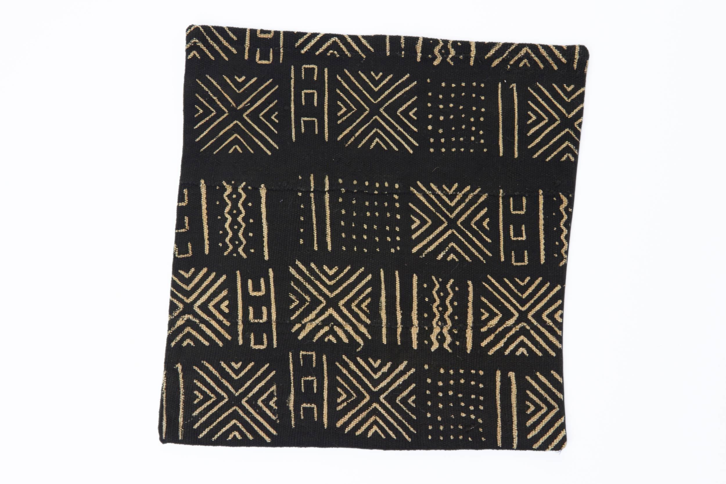 African Mudcloth Pillow with Geometric Tribal Design 3