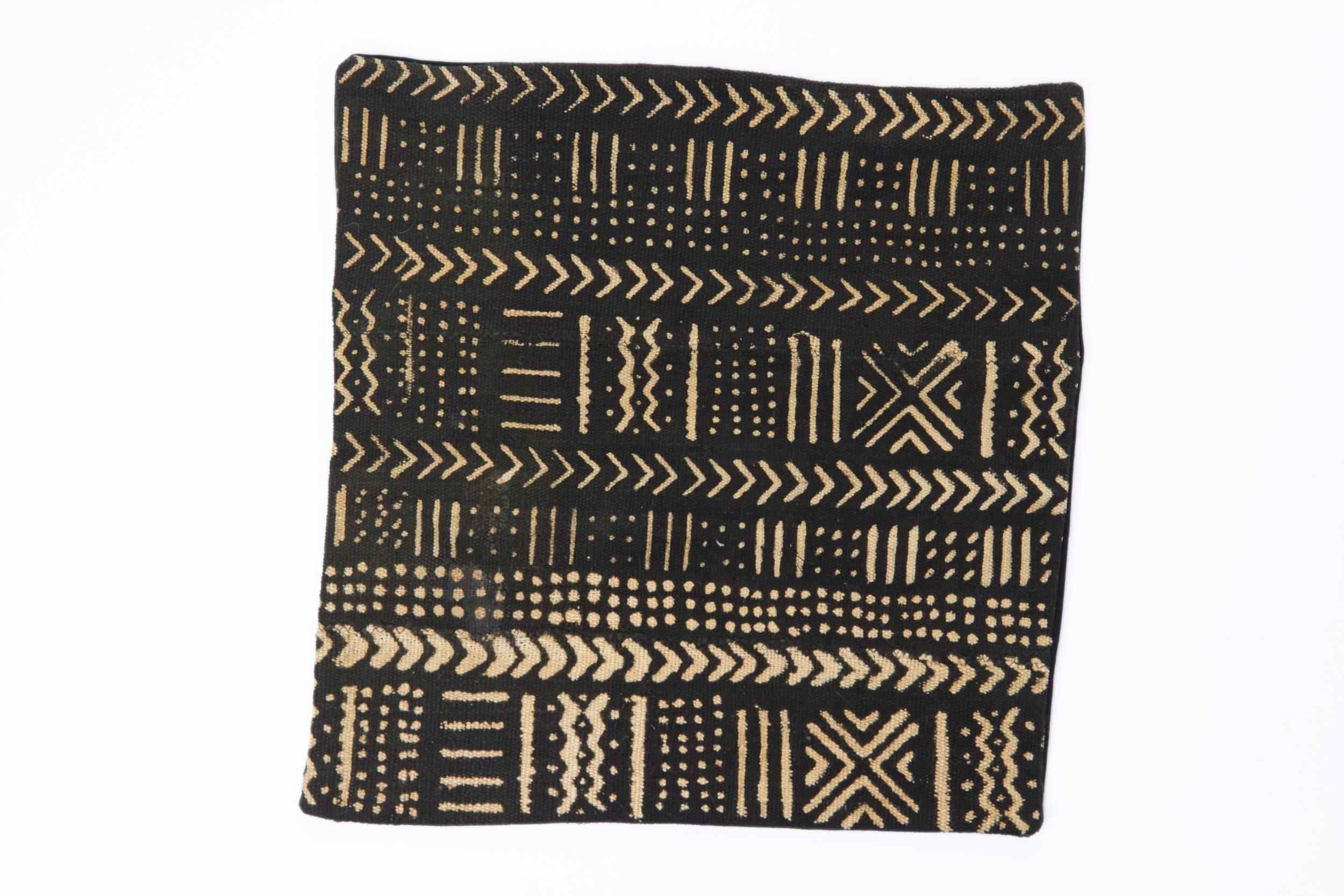 African Mudcloth Pillow with Geometric Tribal Design 2