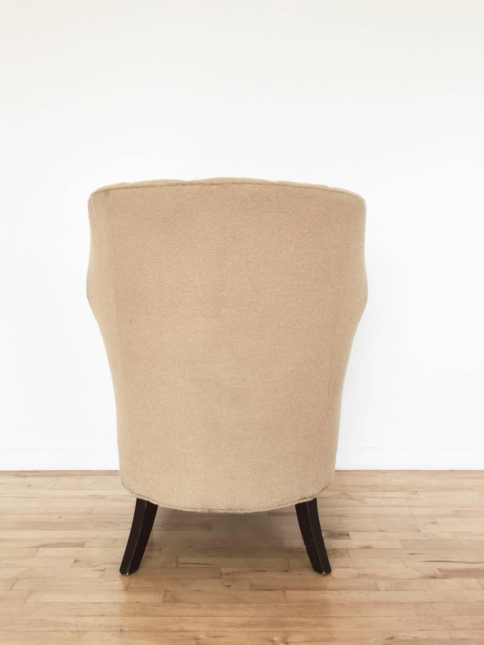 Scandinavian Modern Modernist Mid-Century High Back Tufted Club Chair, 1960s