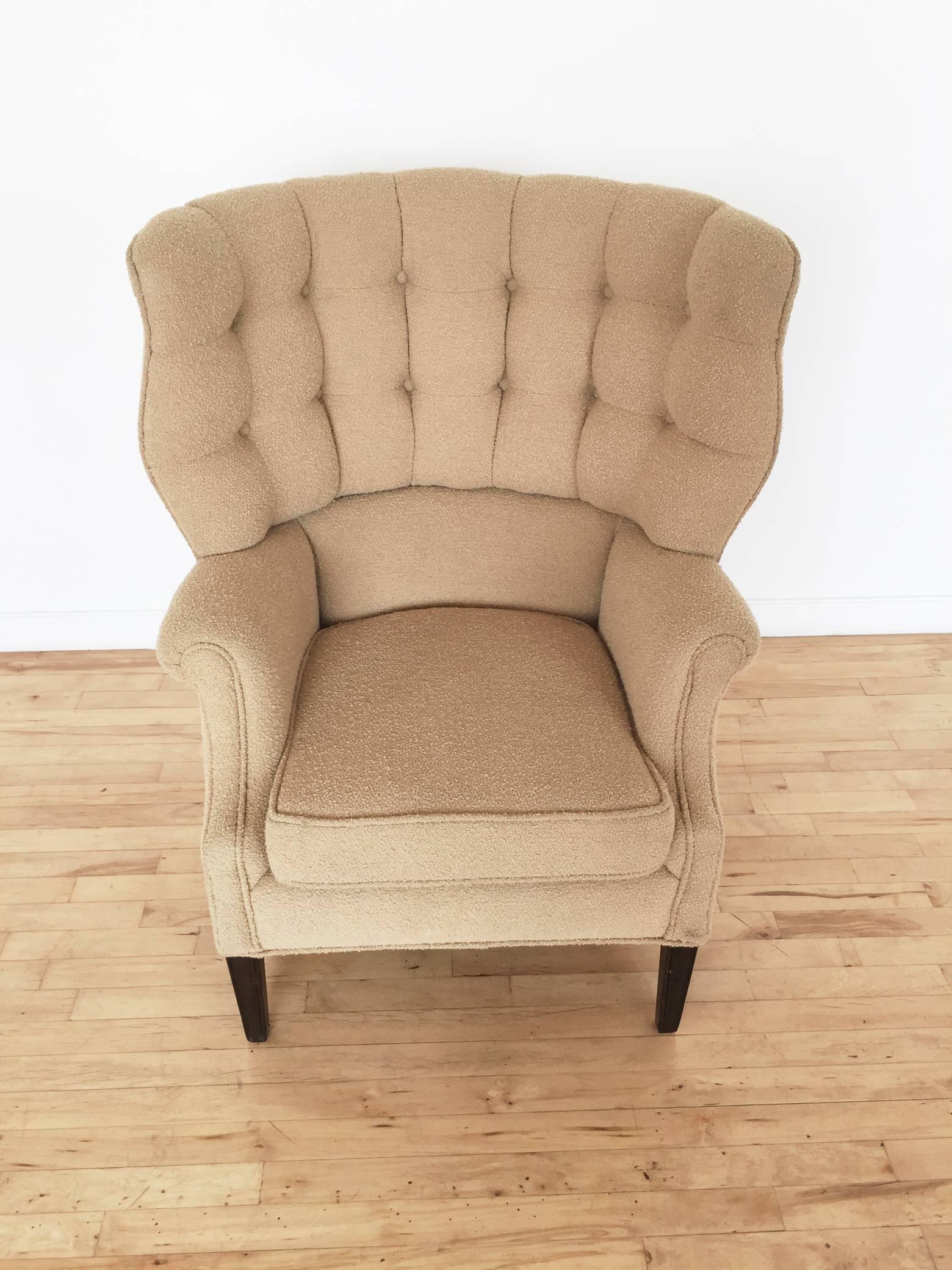 Modernist Mid-Century High Back Tufted Club Chair, 1960s 1