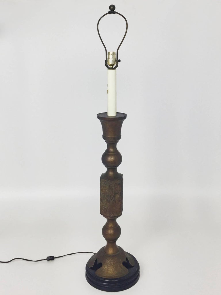 Tall Mid Century Modern Paa Brass Table Lamp With Embossed Design Tall Mid Century Modern Brass Table Lamp With Embossed Indian Style Design To Paa
