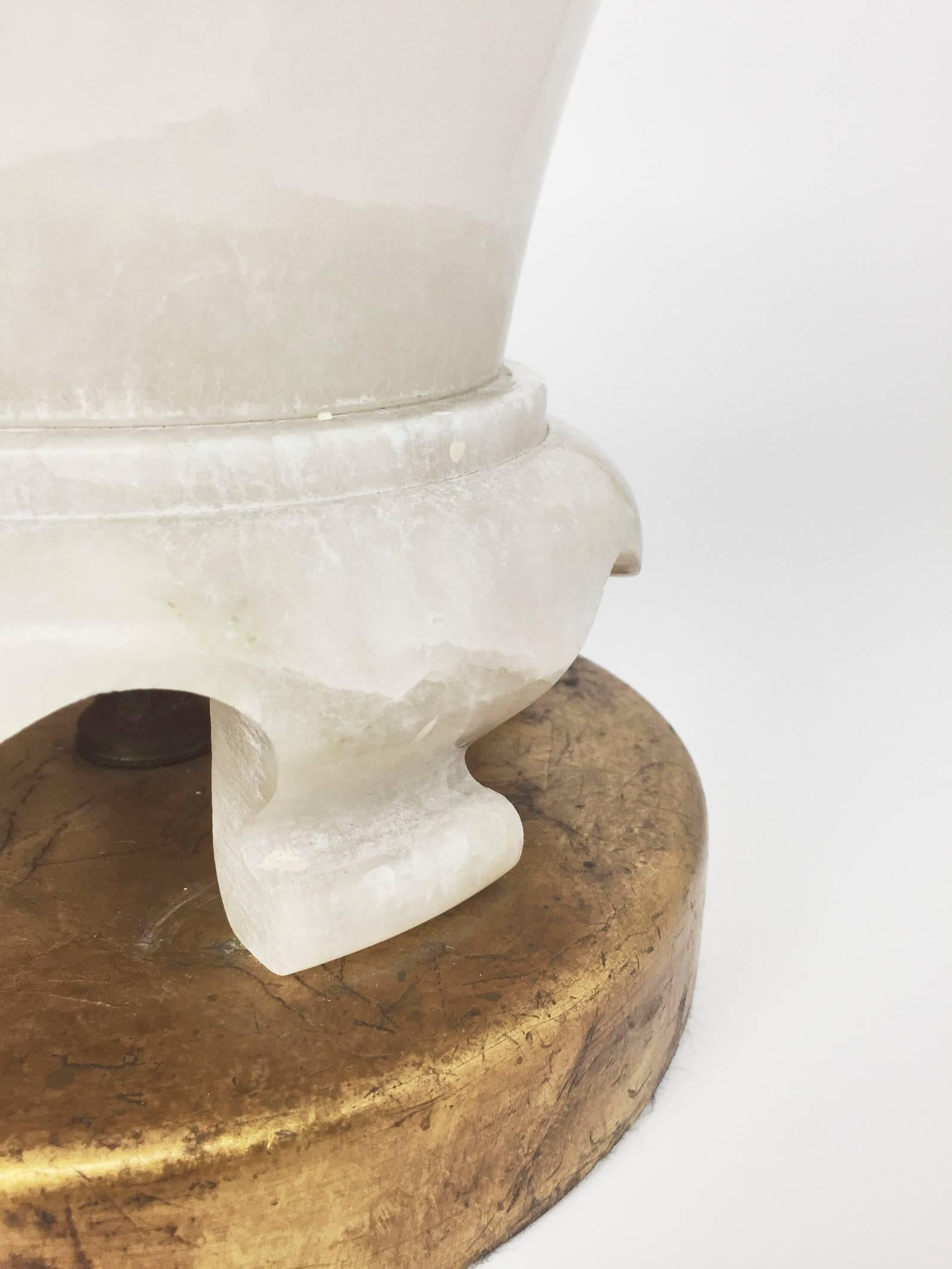 Large Mid-Century Modern Carved Alabaster Urn Form Table Lamp by Marbro, 1950s 3