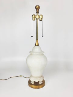 Large Mid-Century Modern Carved Alabaster Urn Form Table Lamp by Marbro, 1950s