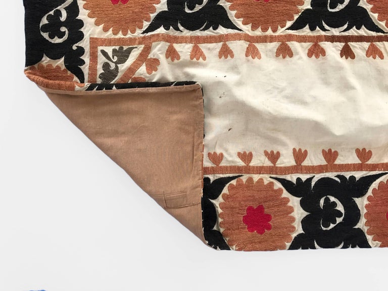 Oversized Vintage Suzani Embroidered Floor or Pet Pillow For Sale at 1stdibs