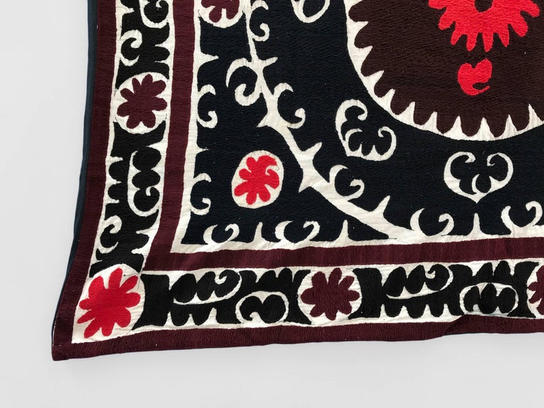 Oversized Vintage Suzani Embroidered Floor or Pet Pillow For Sale at 1stdibs