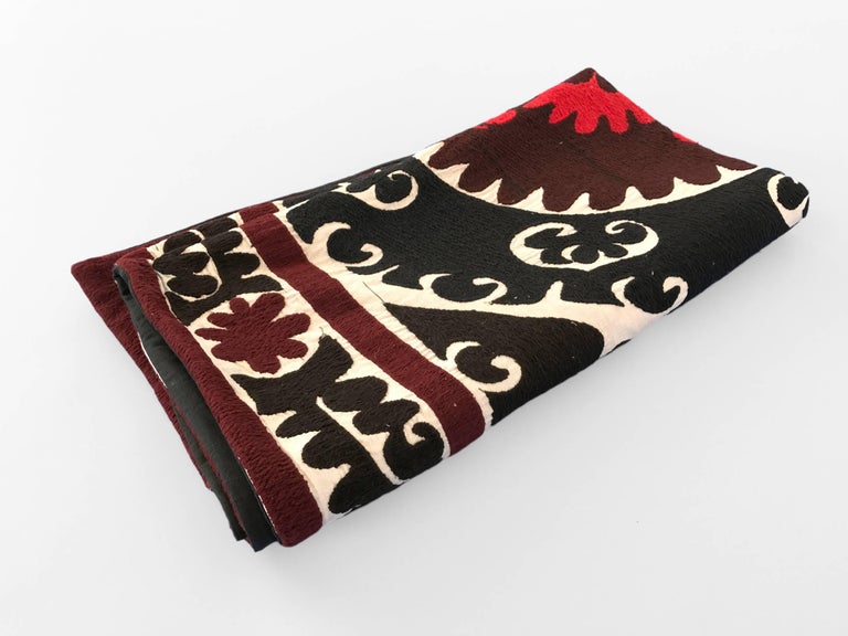 Oversized Vintage Suzani Embroidered Floor or Pet Pillow For Sale at 1stdibs