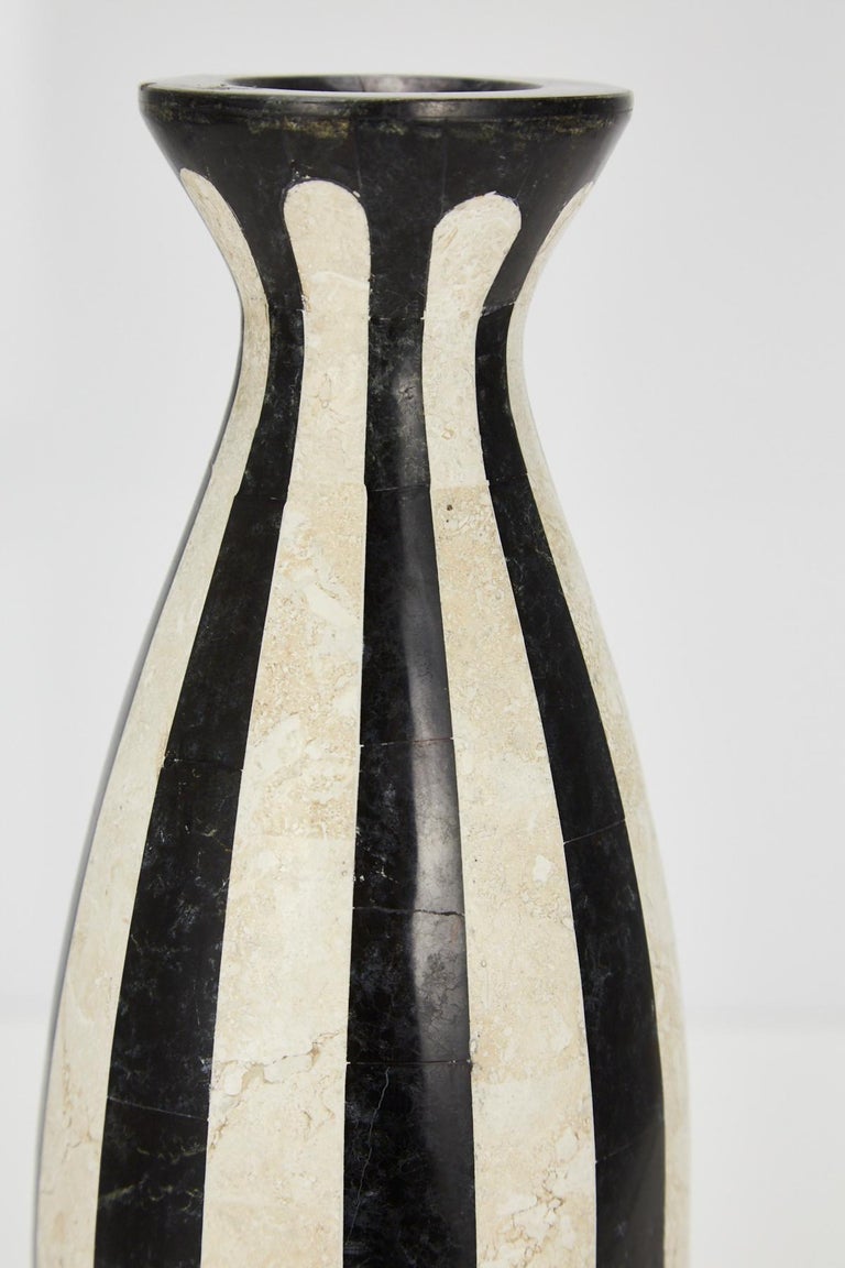 Black and White Striped Postmodern Tessellated Stone "Roma" Vase, 1990s For Sale at 1stdibs