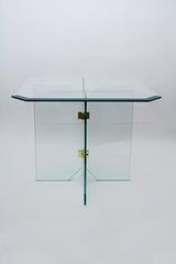 Pace Style Glass and Brass End Table, 1970s