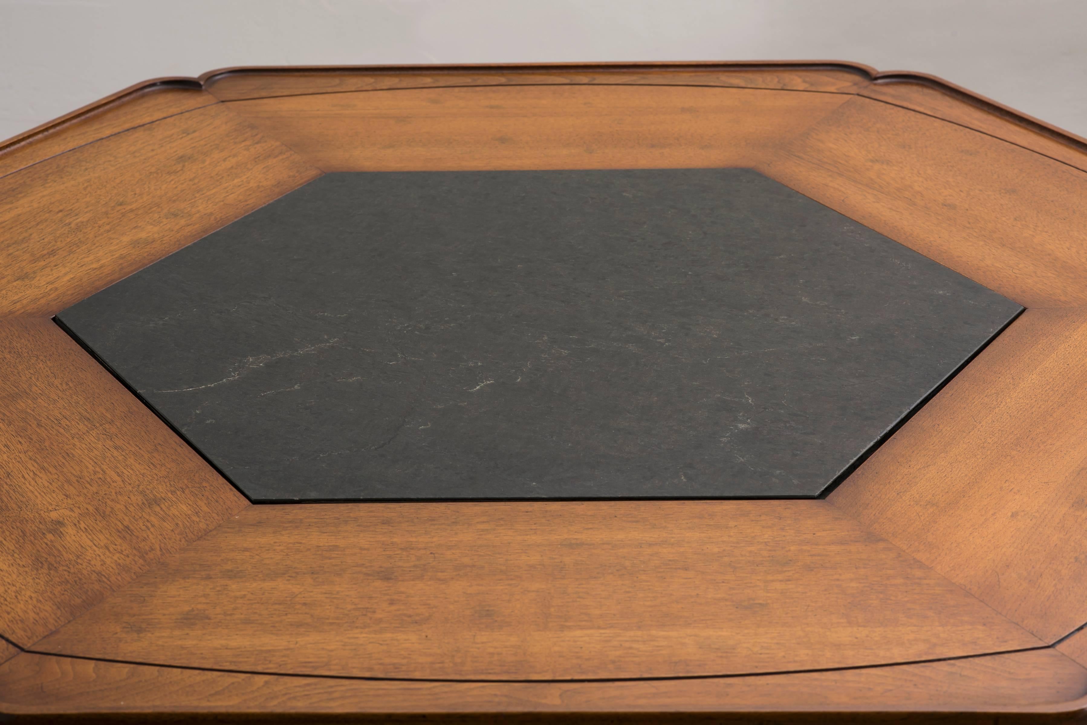 Stained Hexagonal Coffee Table by Drexel Heritage, circa 1968