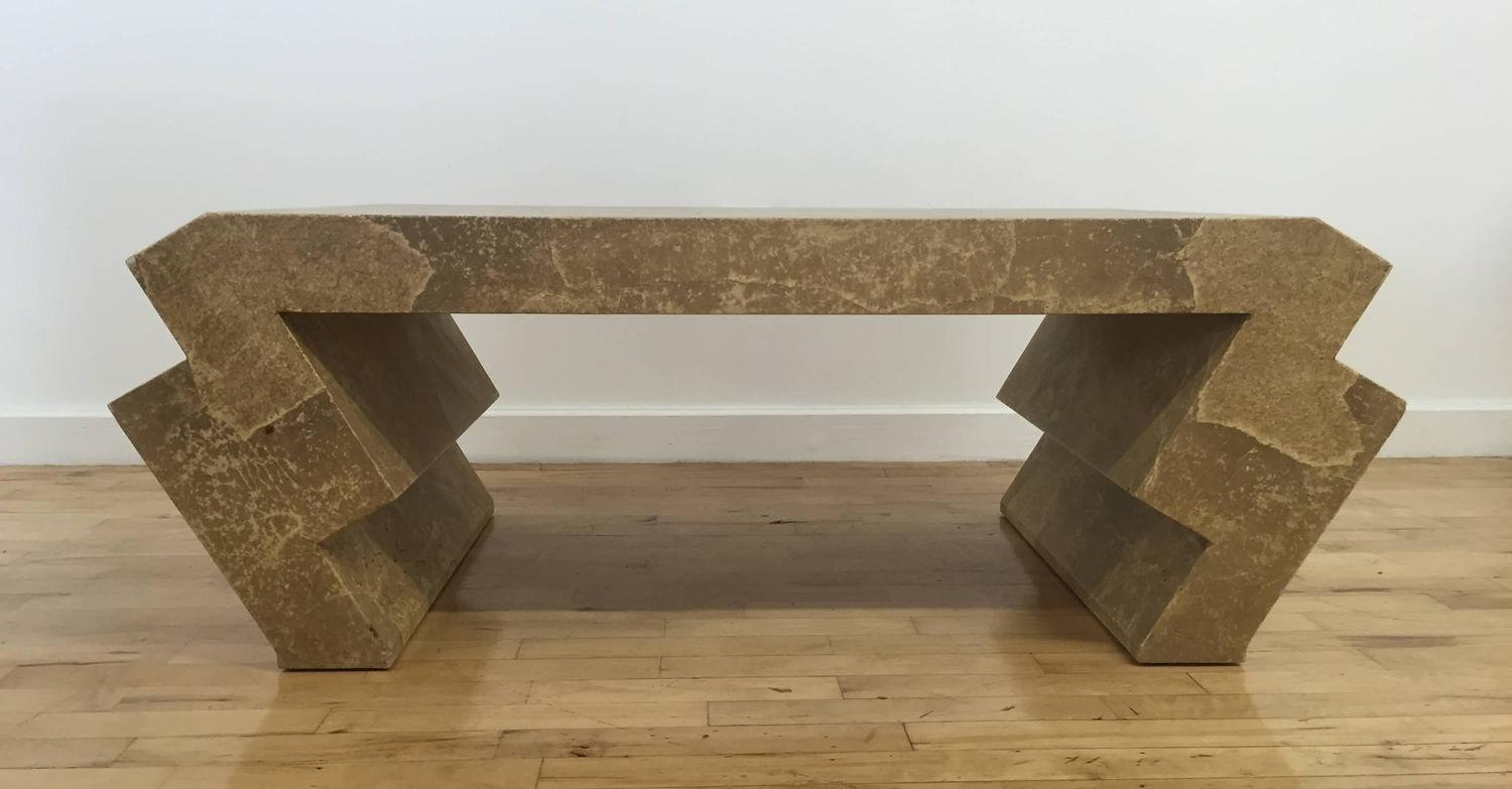 Goatskin Coffee Table with ZigZag Legs, Attributed to Karl Springer