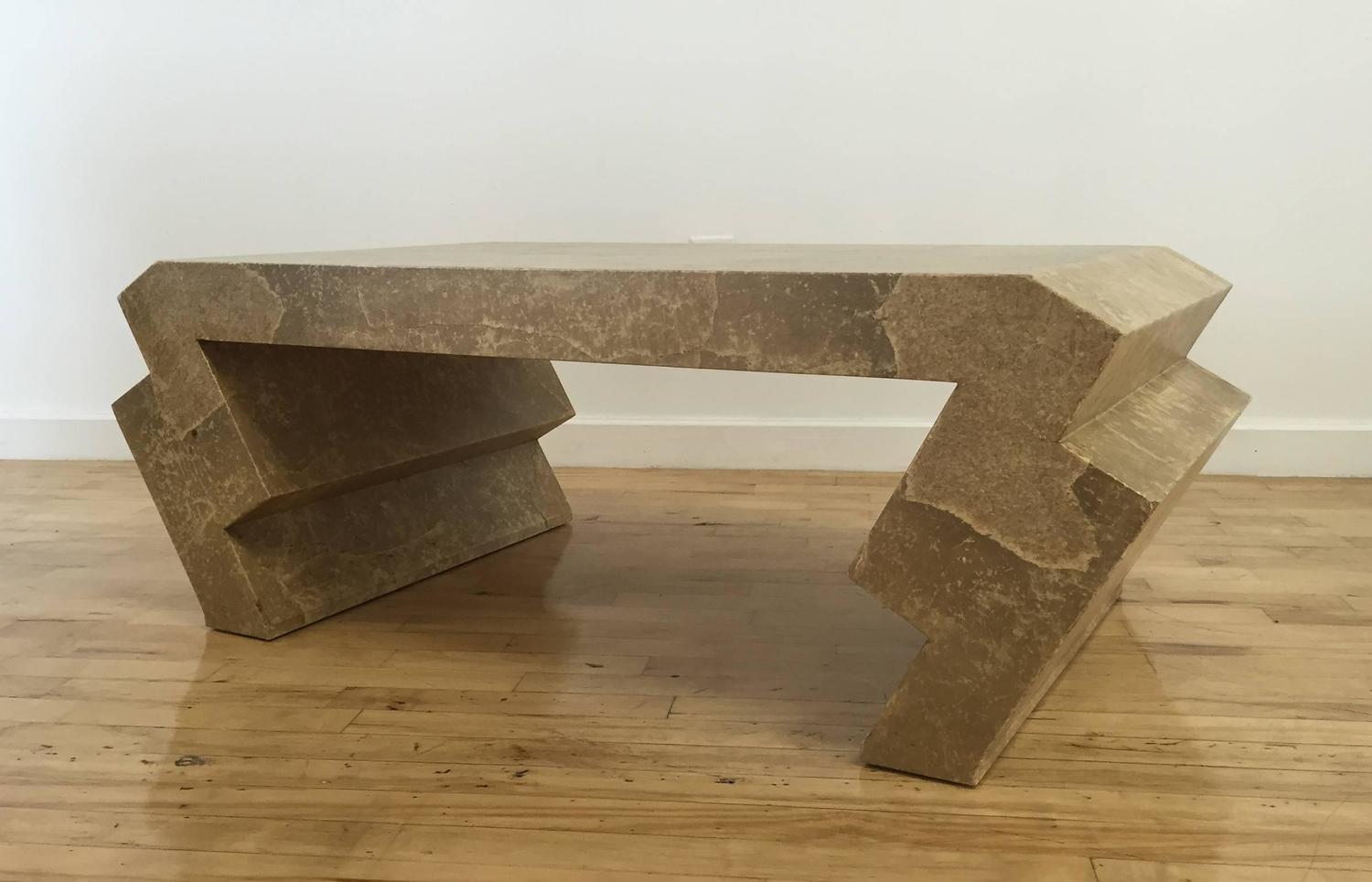 Goatskin Coffee Table with ZigZag Legs, Attributed to Karl Springer