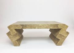 Vintage Postmodern Goatskin Coffee Table with Zig-Zag Legs, 1980s