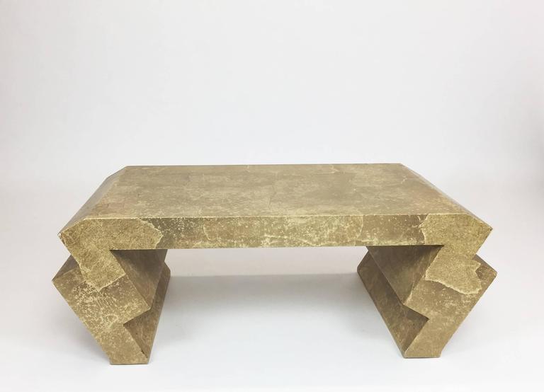 Vintage Goatskin Coffee Table with ZigZag Legs For Sale at 1stdibs