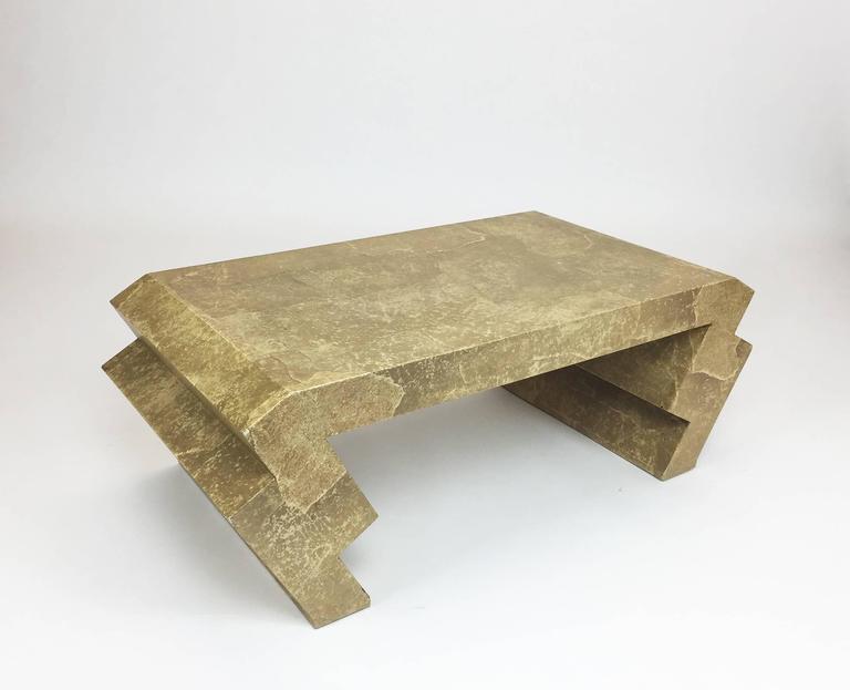 Vintage Goatskin Coffee Table with ZigZag Legs For Sale at 1stdibs