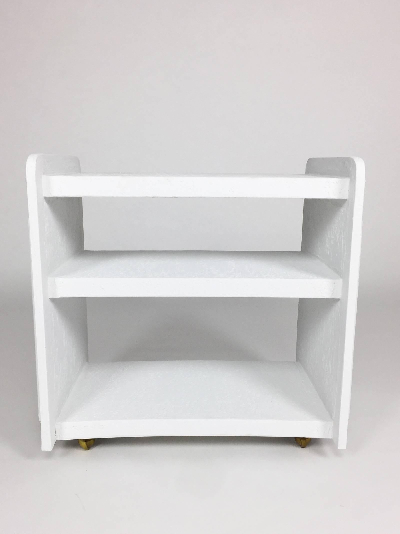 Painted White Post-Modern Bar or Serving Cart with Geometric Detailing, 1980s